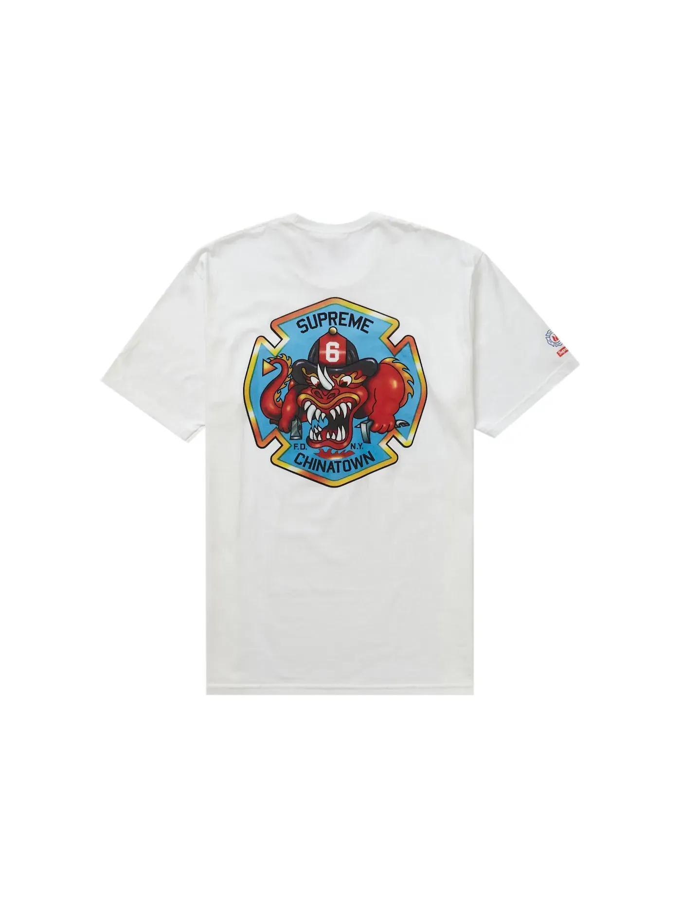 Мужская футболка с принтом Supreme FDNY Engine 9 Tee — изображение 2 из 2, белый