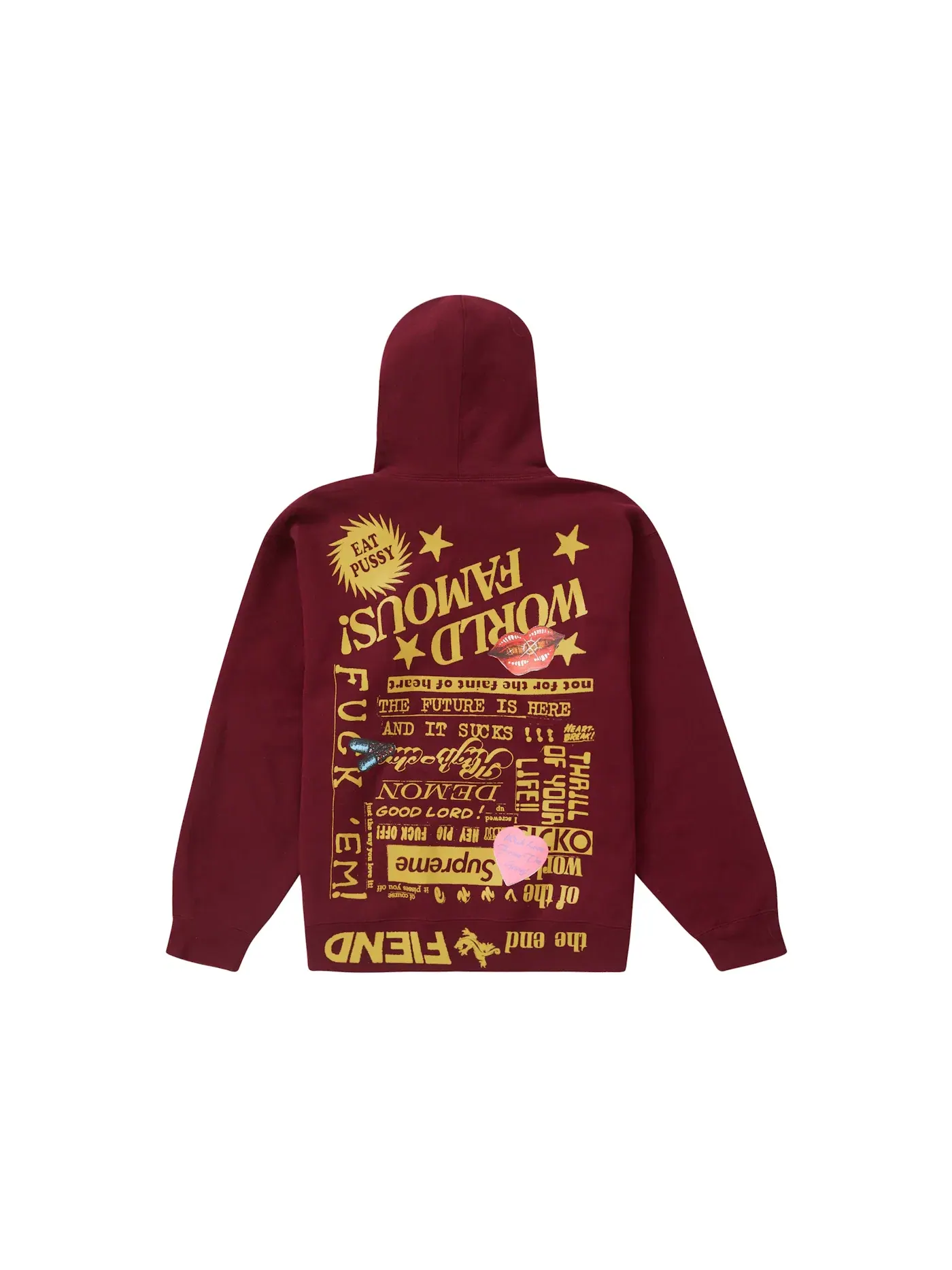 Мужская худи с капюшоном Supreme Fiend Sweatshirt — изображение 2 из 2, бордовый