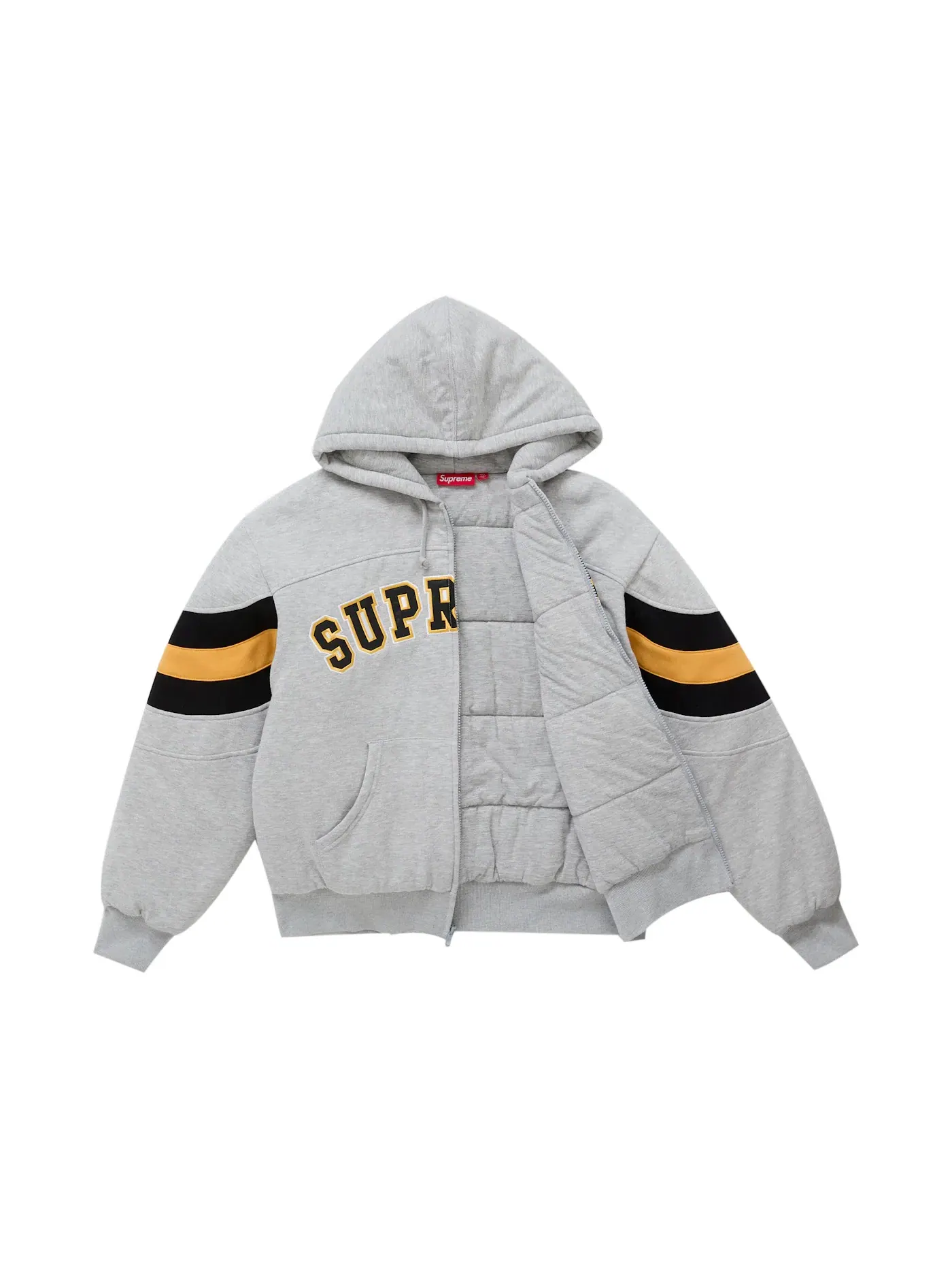 Мужская худи на молнии с наполнителем Heather Grey Supreme — изображение 2 из 3, серый