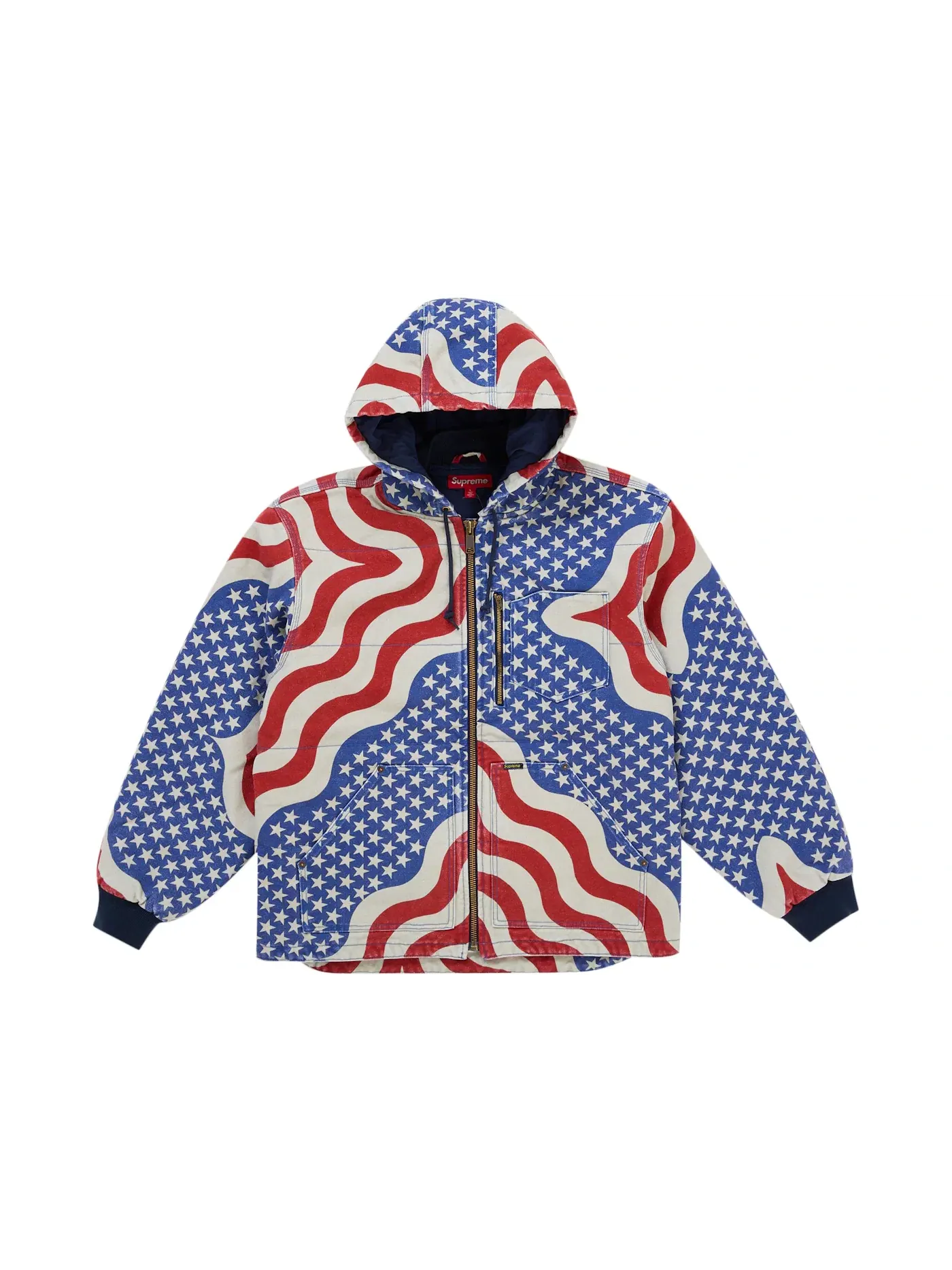 Мужская стеганая куртка с капюшоном с принтом Flag Jacket Supreme — изображение 1 из 3, мульти