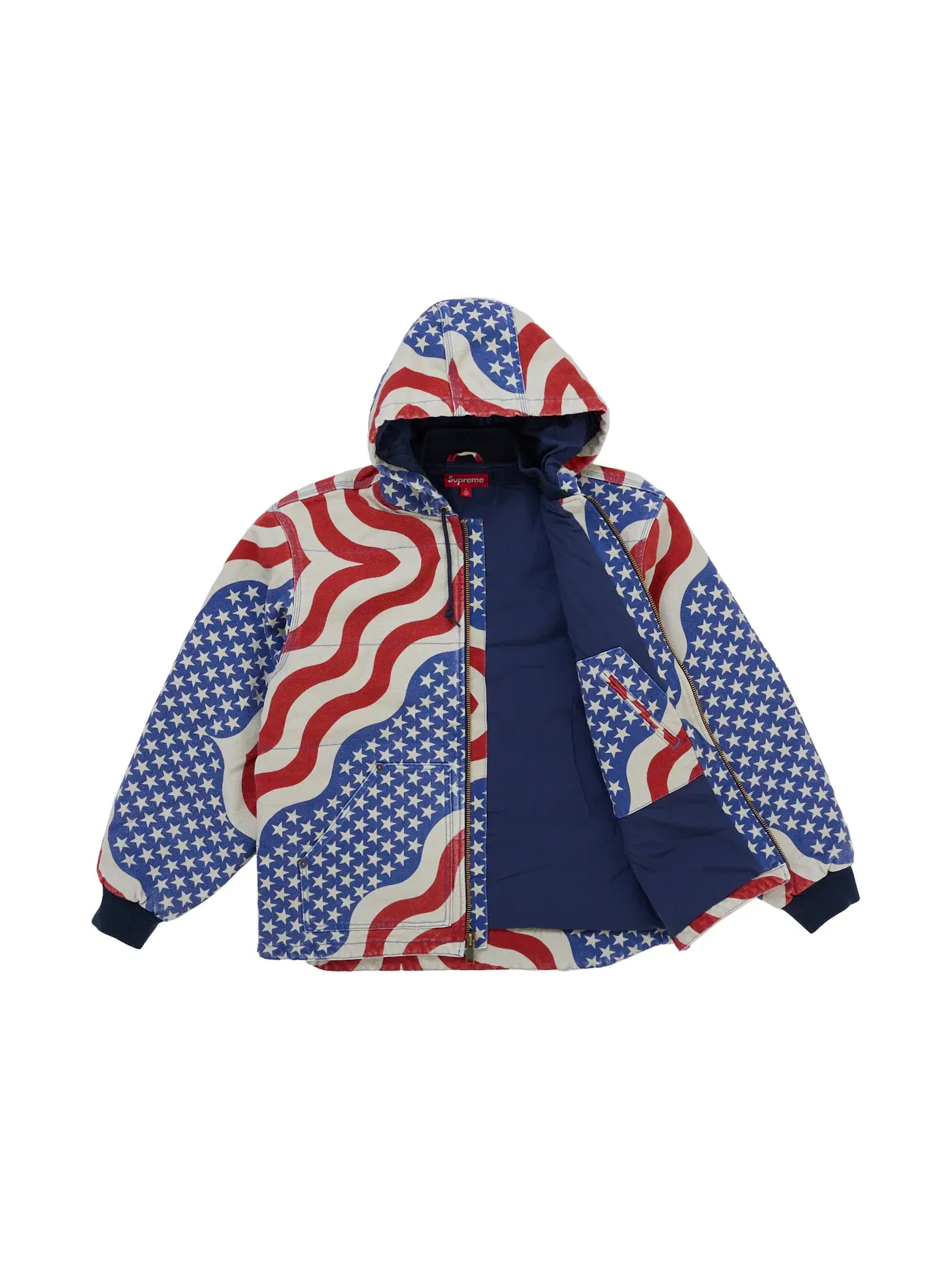 Мужская стеганая куртка с капюшоном с принтом Flag Jacket Supreme — изображение 2 из 3, мульти