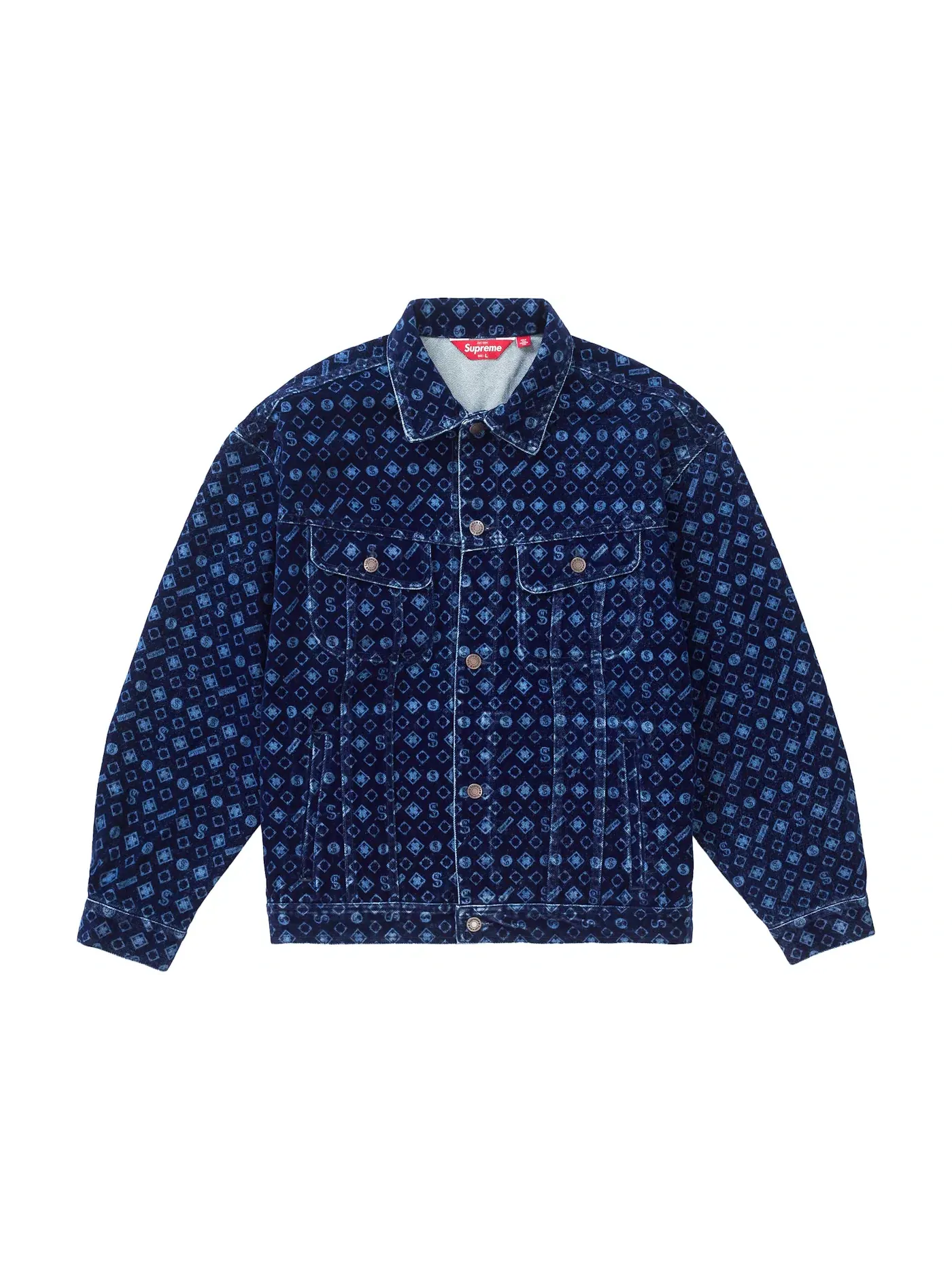 Мужская джинсовая куртка с велюровым покрытием Supreme — изображение 1 из 2, синий