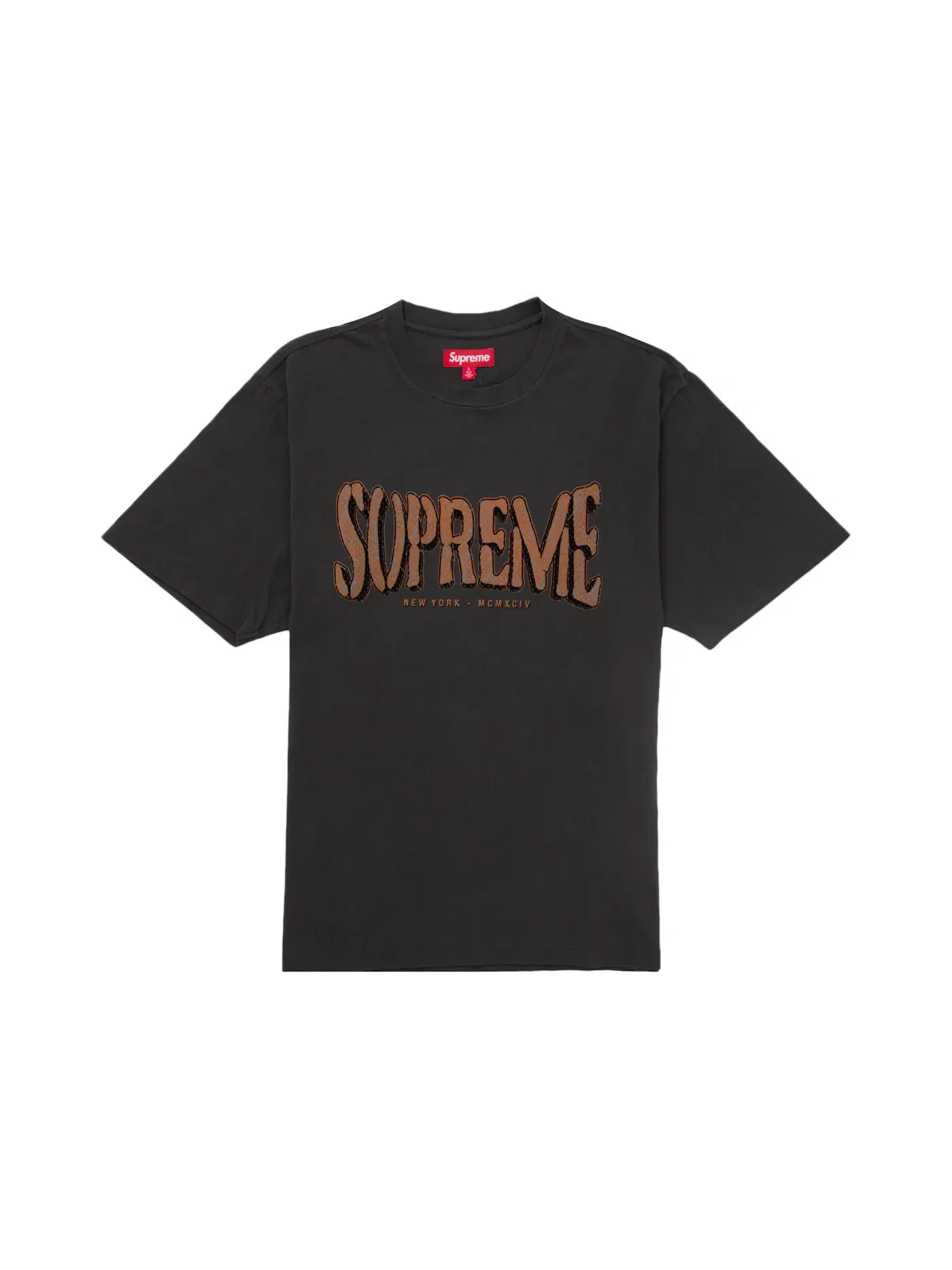 Мужская футболка Supreme Flocked Washed S/S Top — изображение 1 из 2, черный