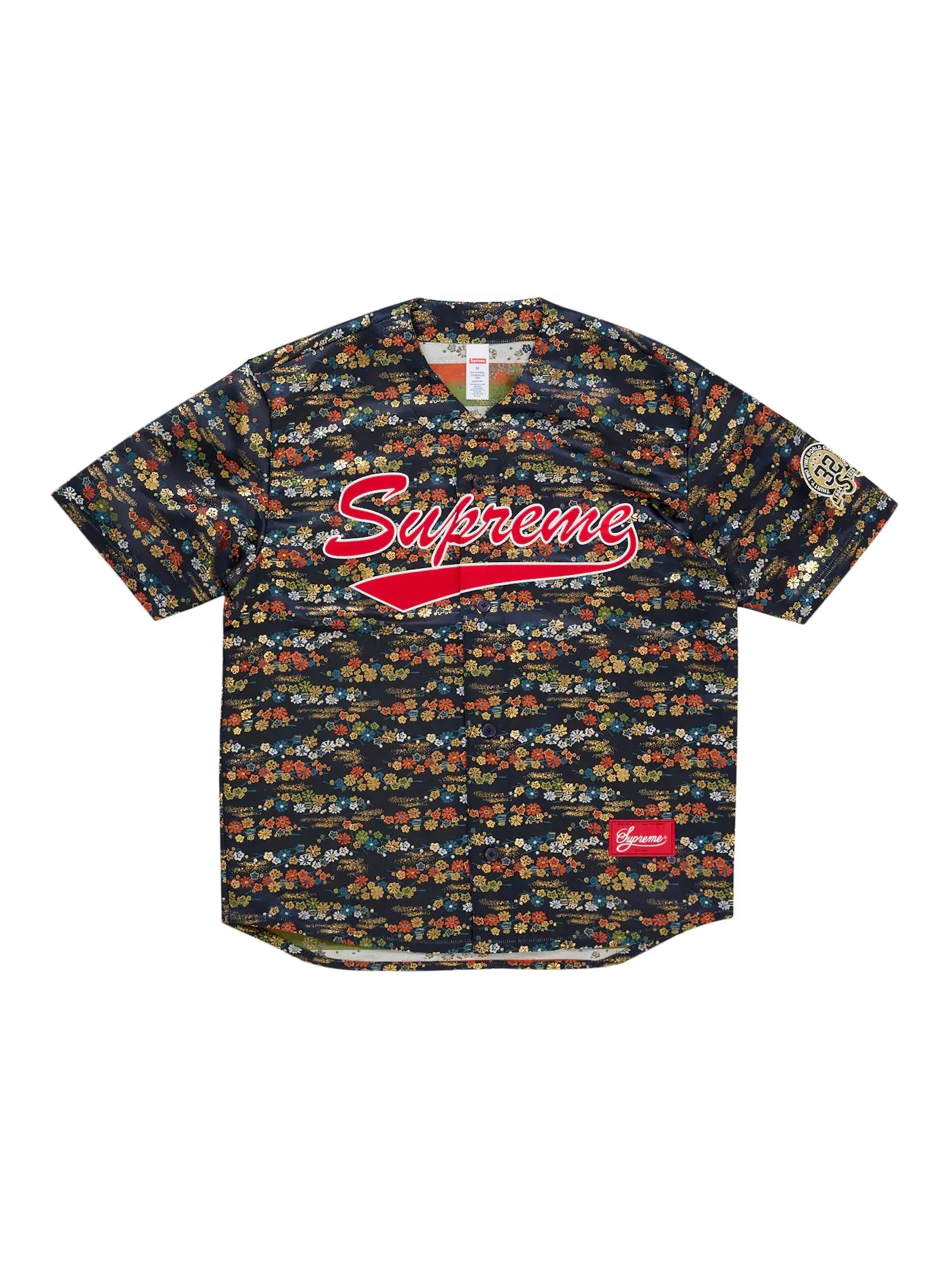 Мужская бейсбольная джерси с цветочным жаккардом Supreme — изображение 1 из 2, темно-синий