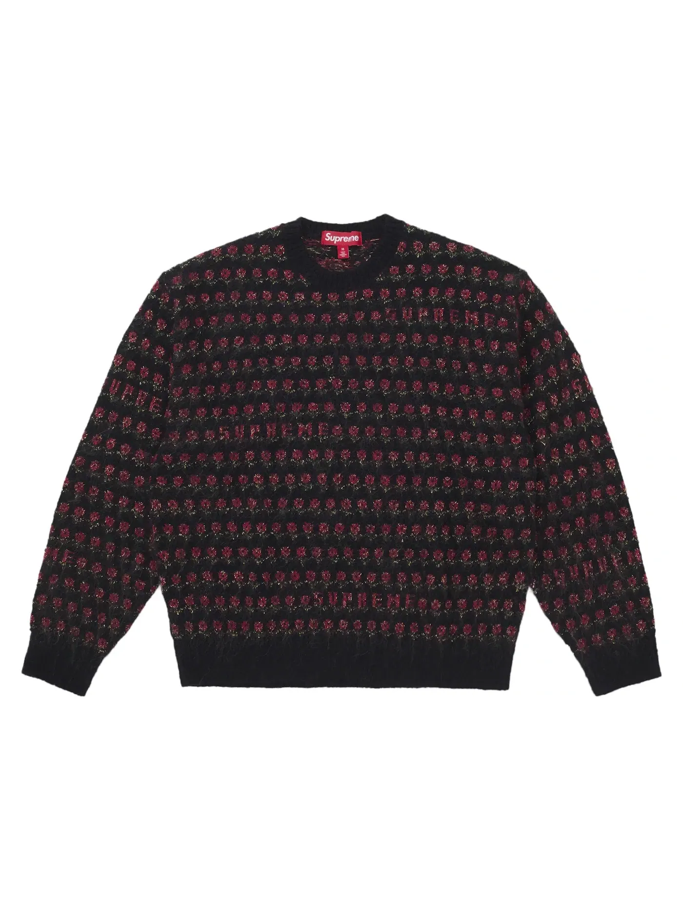 Мужской свитер с принтом Supreme Flowers Metallic Sweater Supreme — изображение 1 из 1, черный