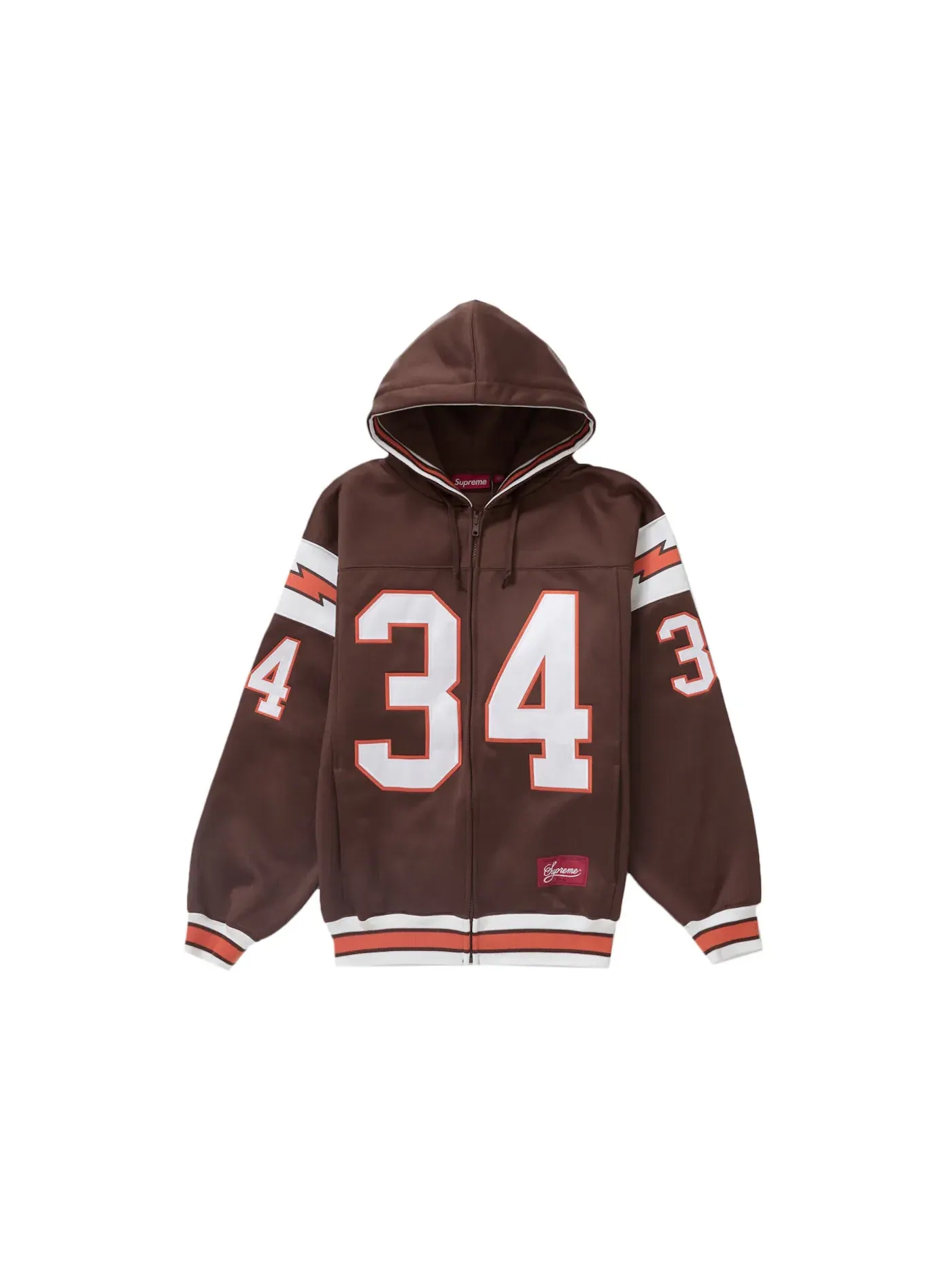 Мужская худи на молнии с принтом Sweatshirt Supreme — изображение 1 из 2, коричневый