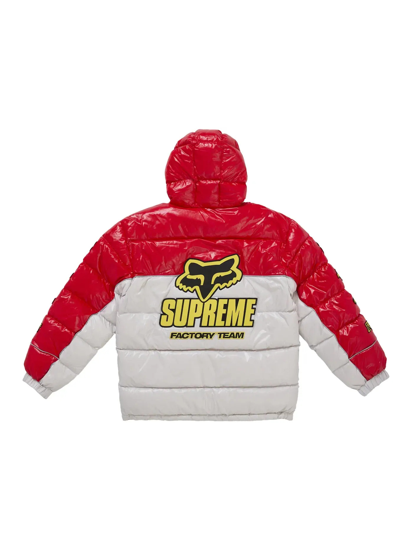 Мужская пуховая куртка с глянцевым покрытием Supreme Fox Racing Shiny Down Puffer Jacket — изображение 4 из 4, белый