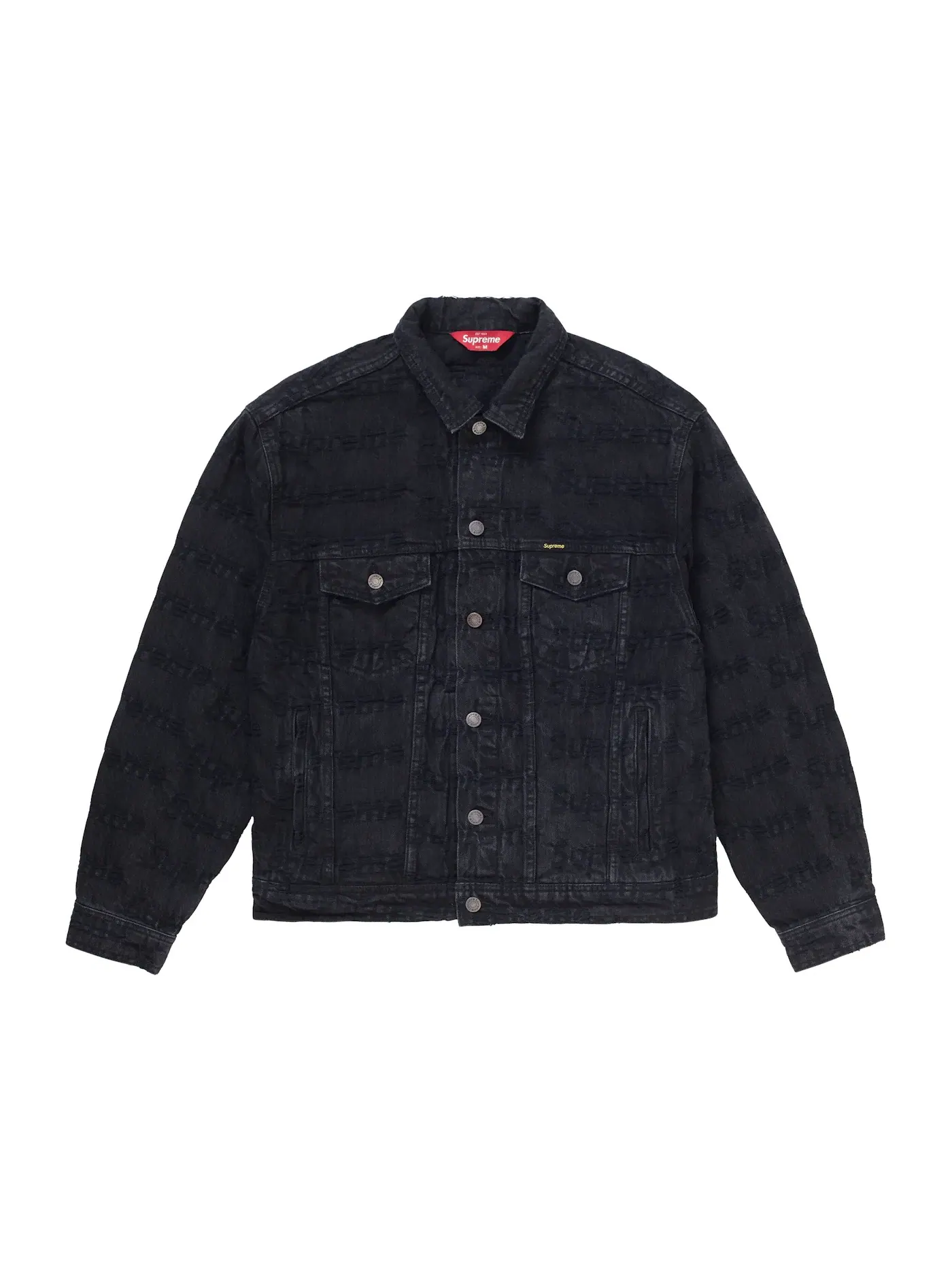 Мужская джинсовая куртка с принтом Frayed Logos Supreme — изображение 1 из 2, черный