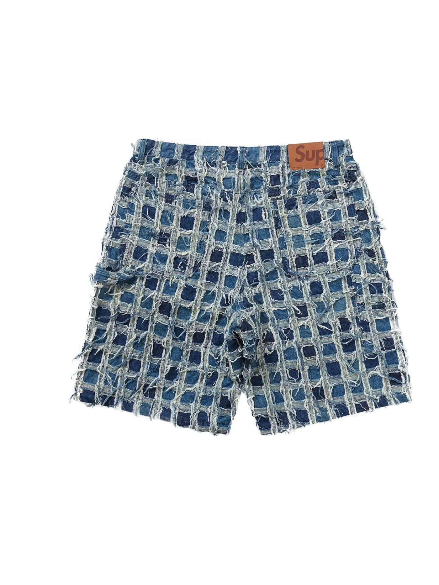 Мужские шорты с потертостями и заплатками Supreme Short — изображение 2 из 2, синий