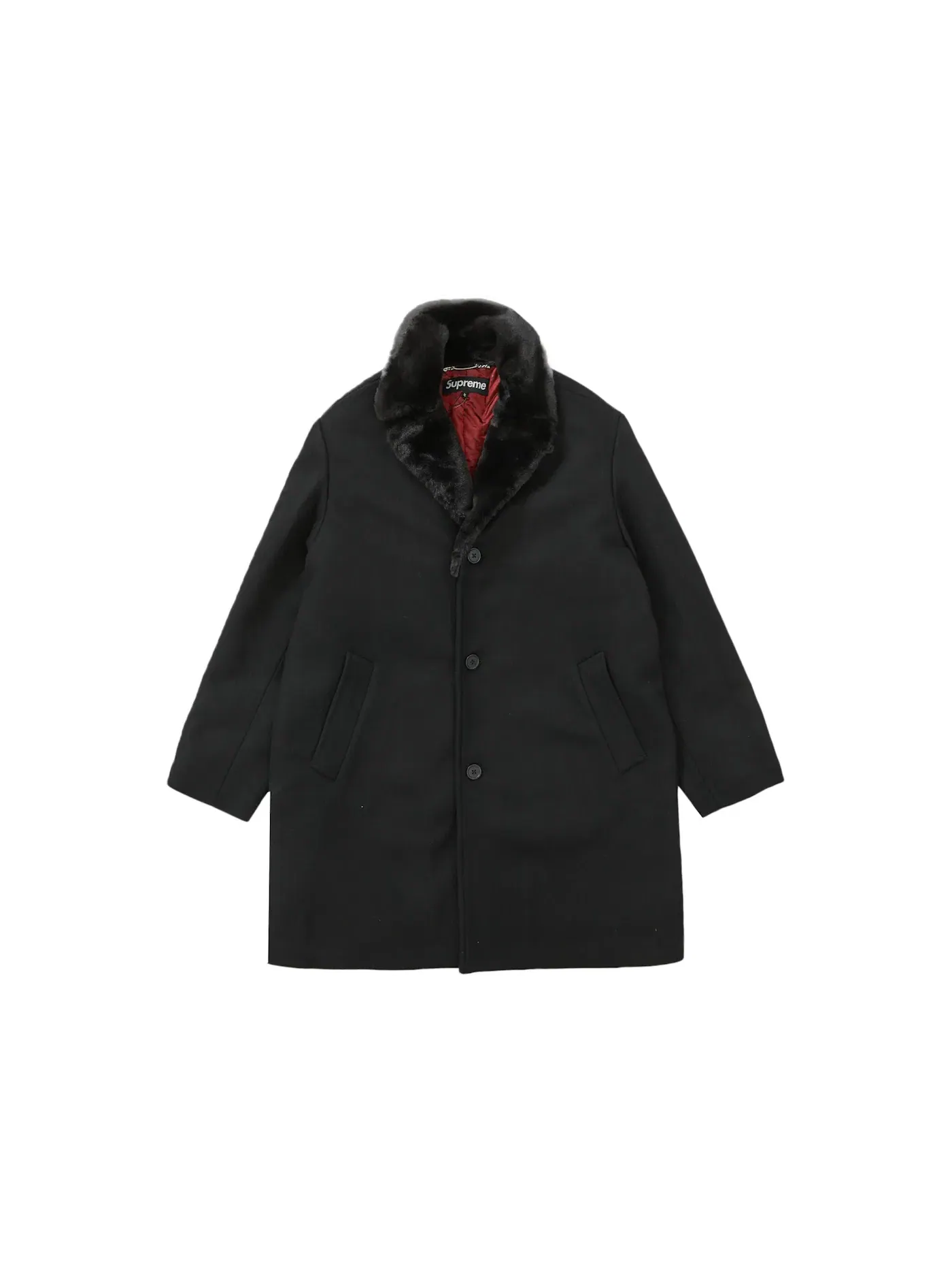 Мужское пальто с меховым воротником Supreme Coat — изображение 1 из 3, черный