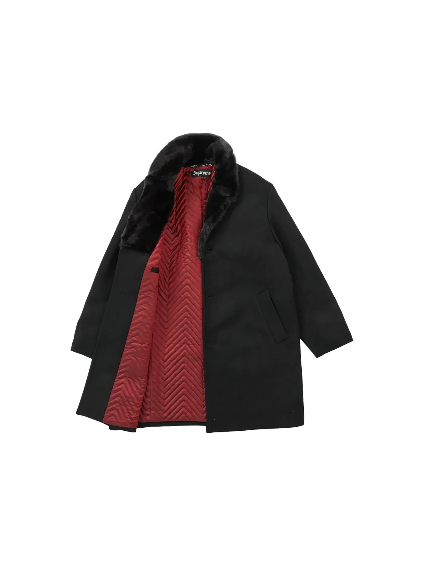 Мужское пальто с меховым воротником Supreme Coat — изображение 2 из 3, черный