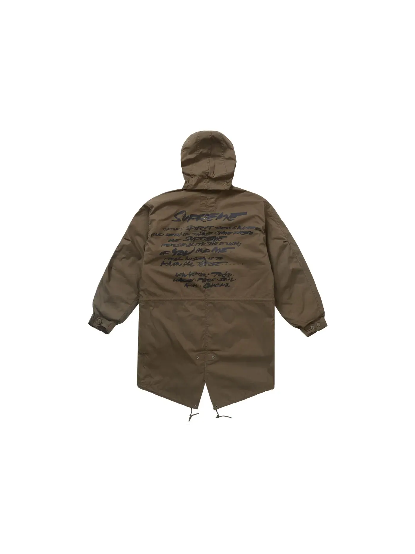 Мужское пальто-рыбак с принтом Supreme Fishtail Parka — изображение 3 из 3, оливковый