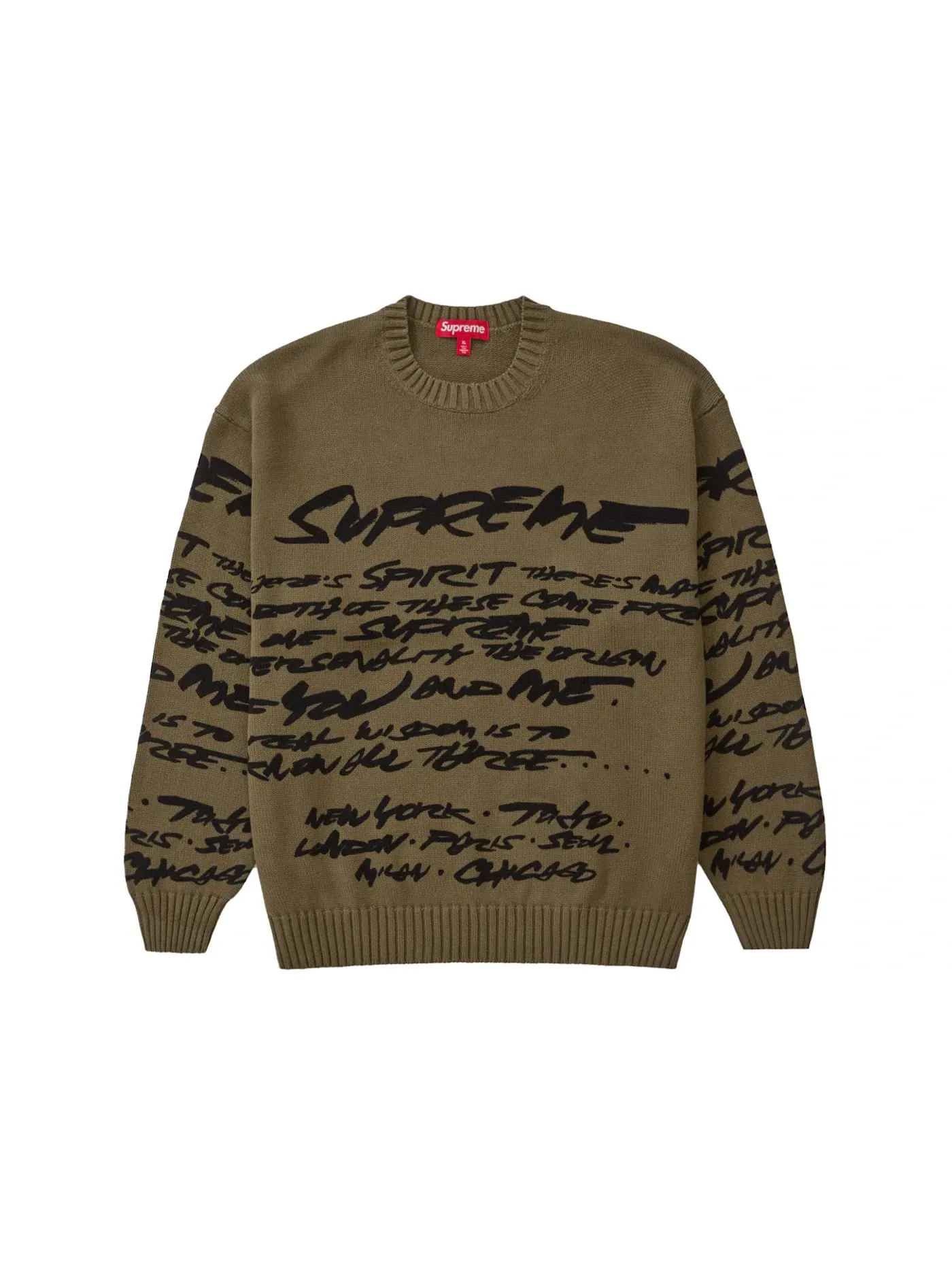 Мужской свитер с логотипом Supreme — изображение 1 из 2, оливковый