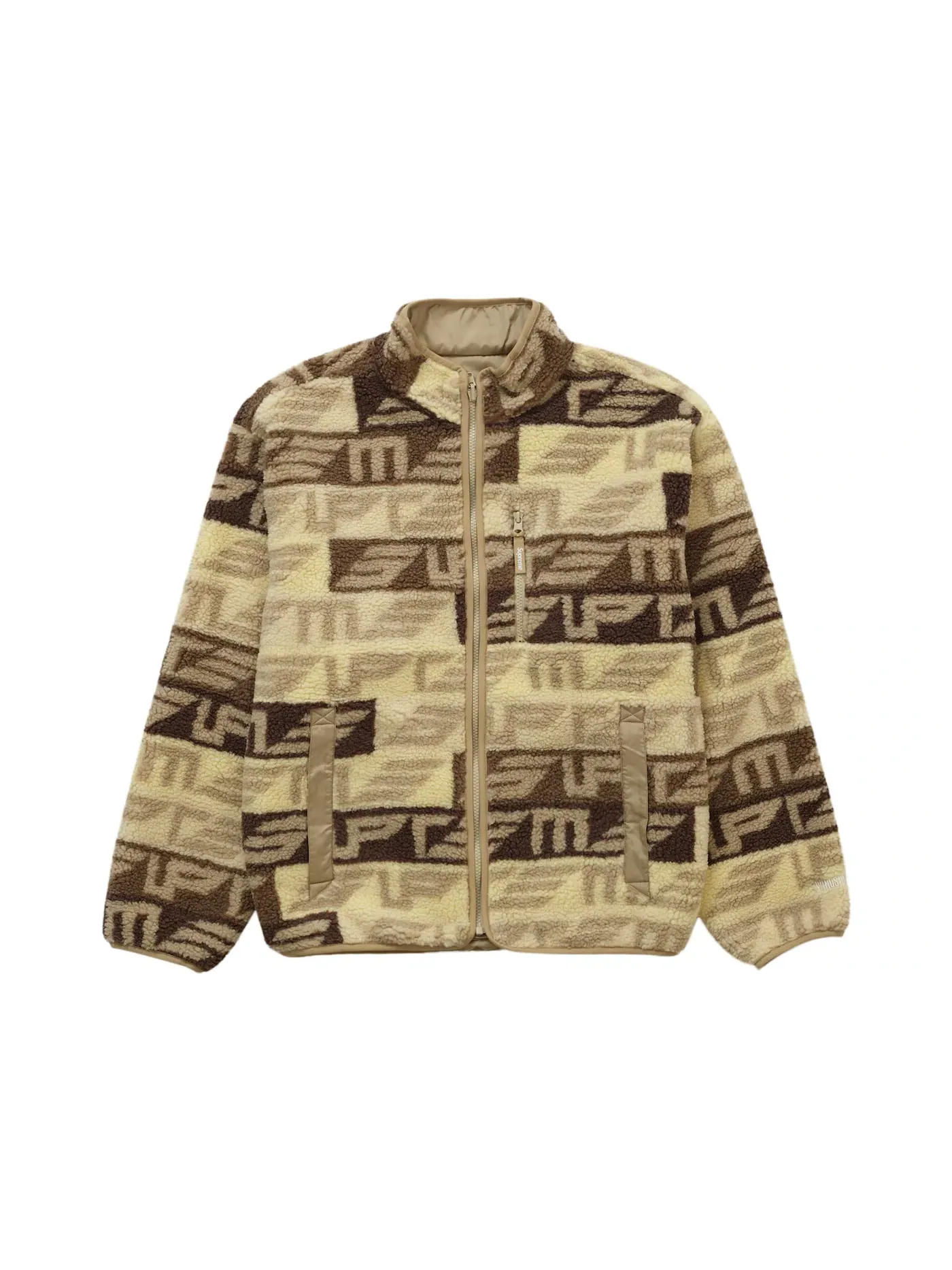 Мужская куртка с принтом Supreme Geo Reversible WINDSTOPPER Fleece Jacket — изображение 1 из 3, бежевый