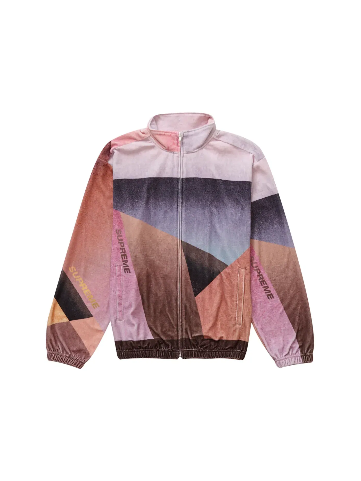 Мужская куртка с геометрическим принтом Supreme Geo Velour Track Jacket — изображение 1 из 2, розовый