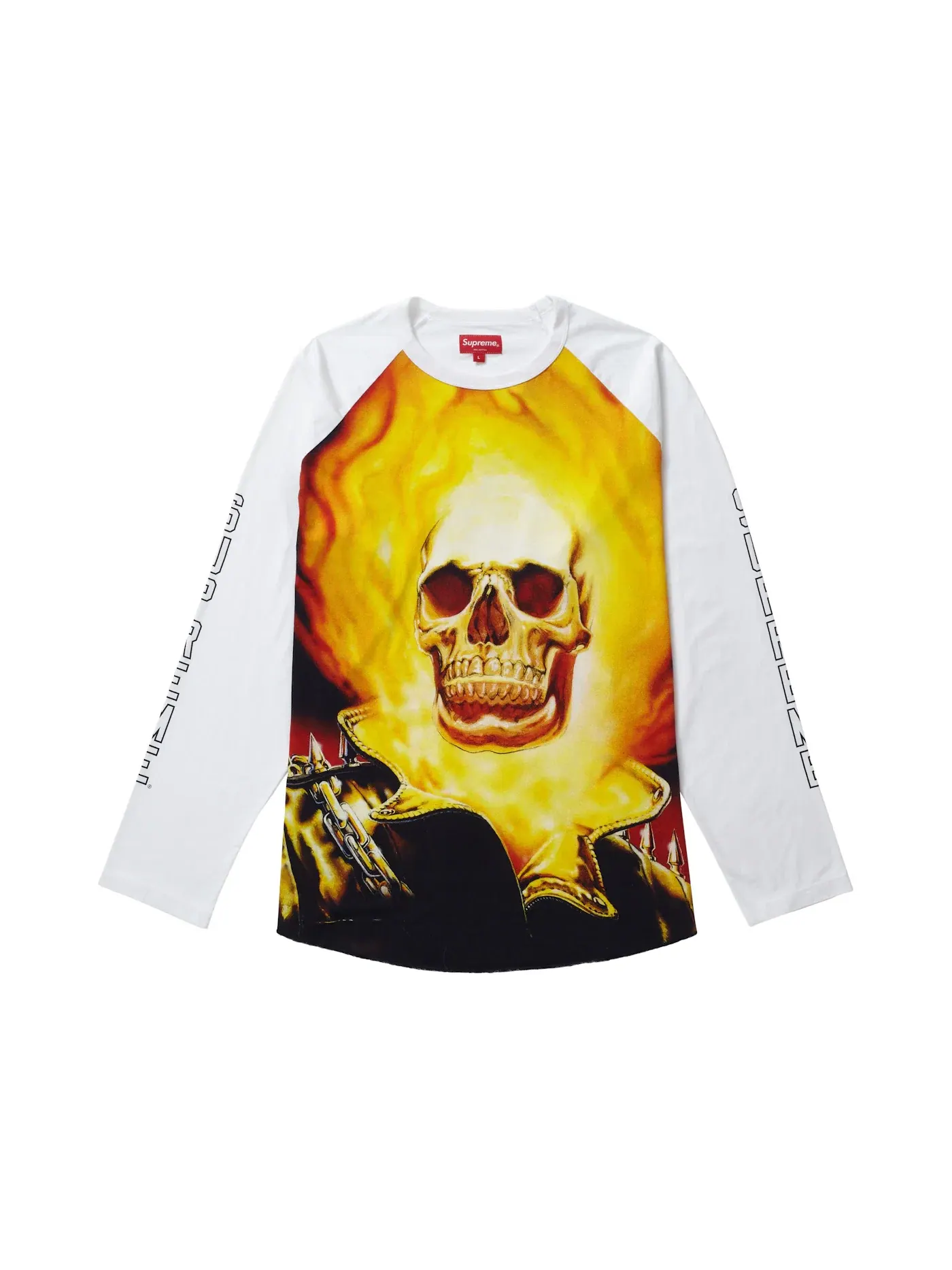 Мужская футболка с длинным рукавом Supreme Ghost Rider Raglan L/S Top — изображение 1 из 1, белый