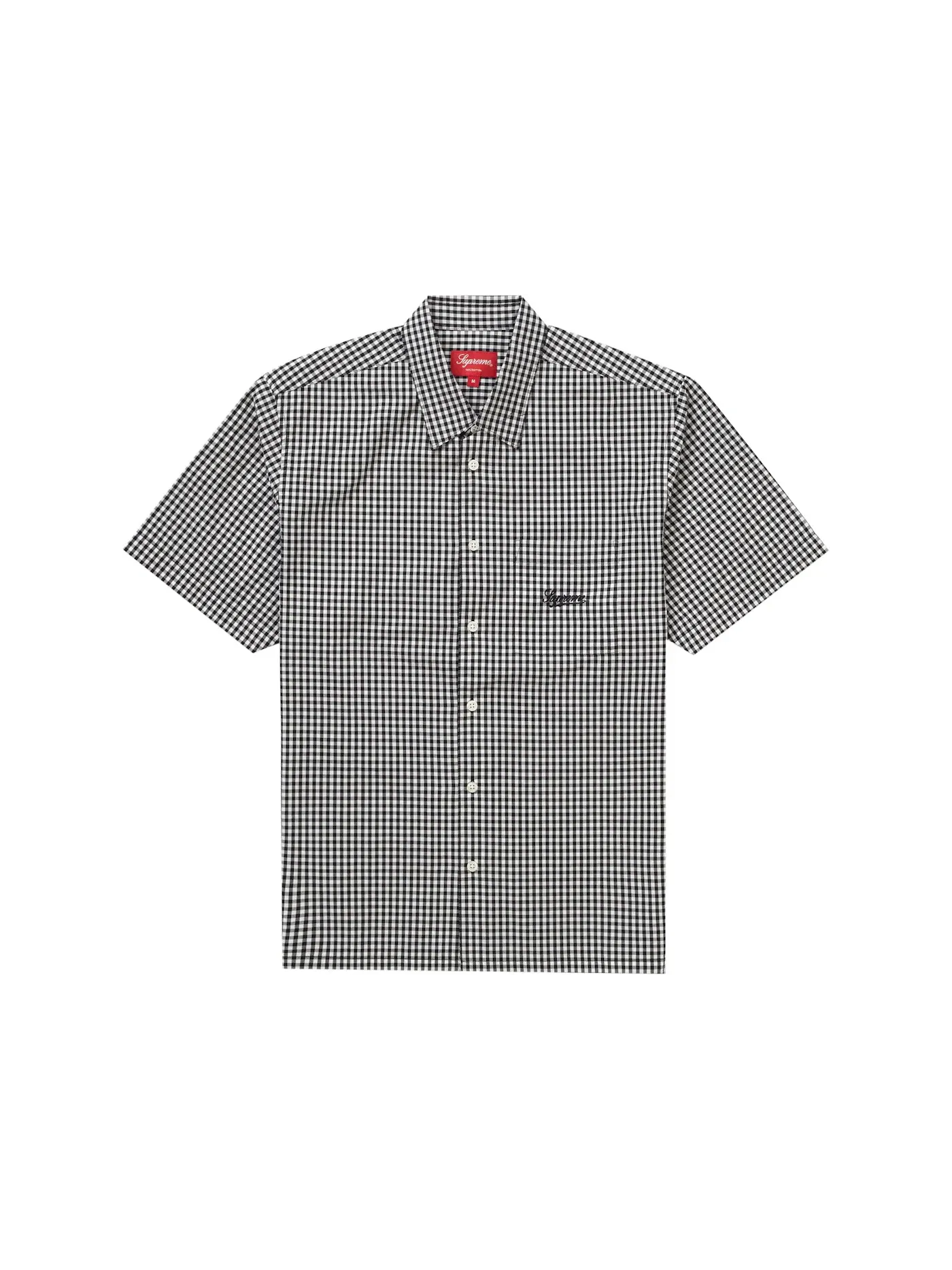 Мужская рубашка с коротким рукавом в клетку Supreme — изображение 1 из 1, черный