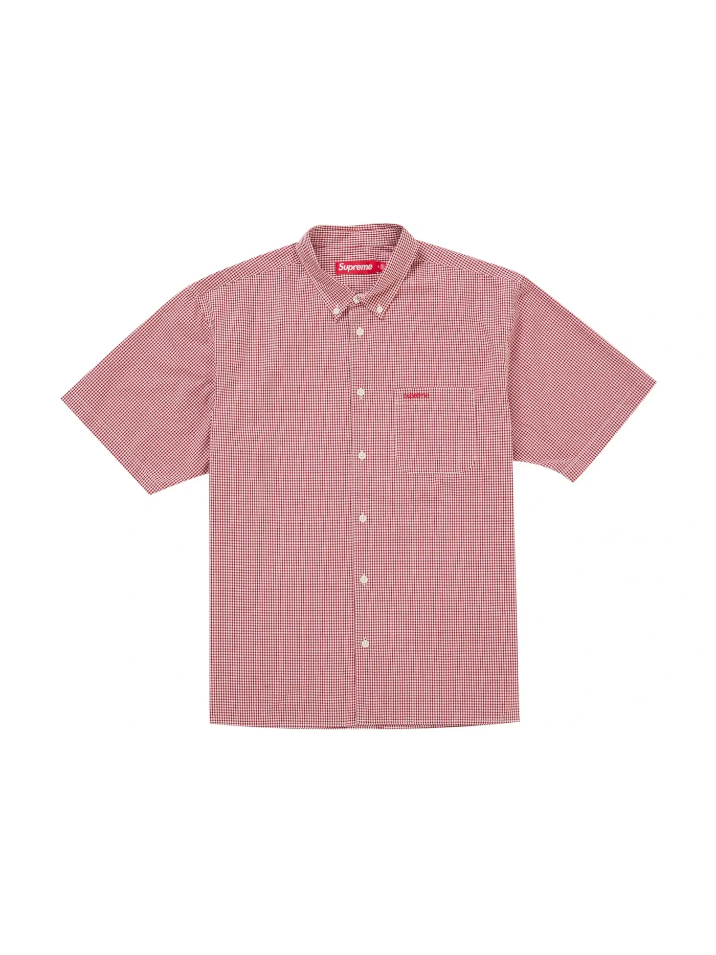 Мужская рубашка с коротким рукавом в клетку Supreme Shirt (SS26) — изображение 1 из 1, красный