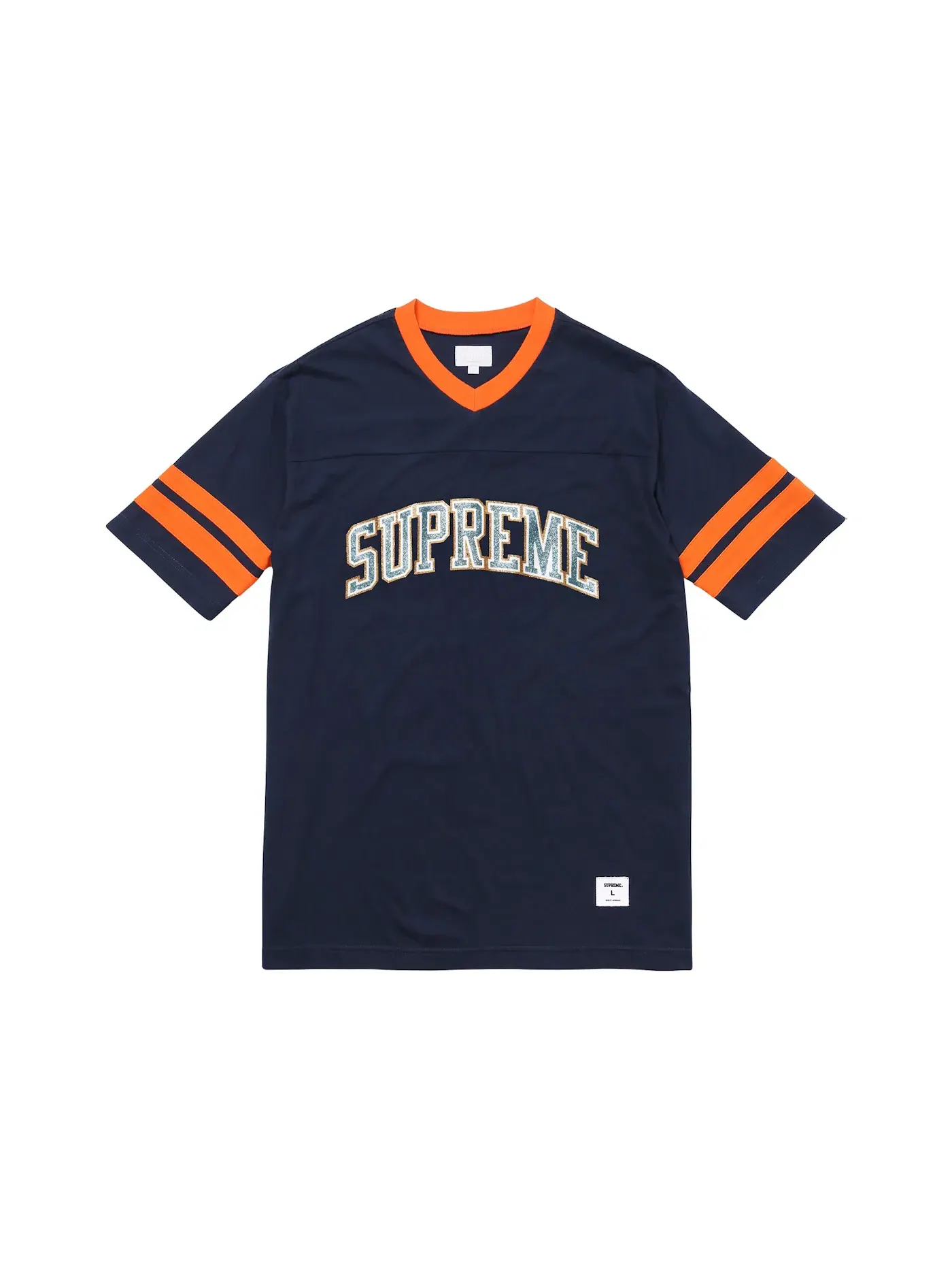 Мужская футболка Supreme Glitter Arc Football Top — изображение 1 из 1, темно-синий