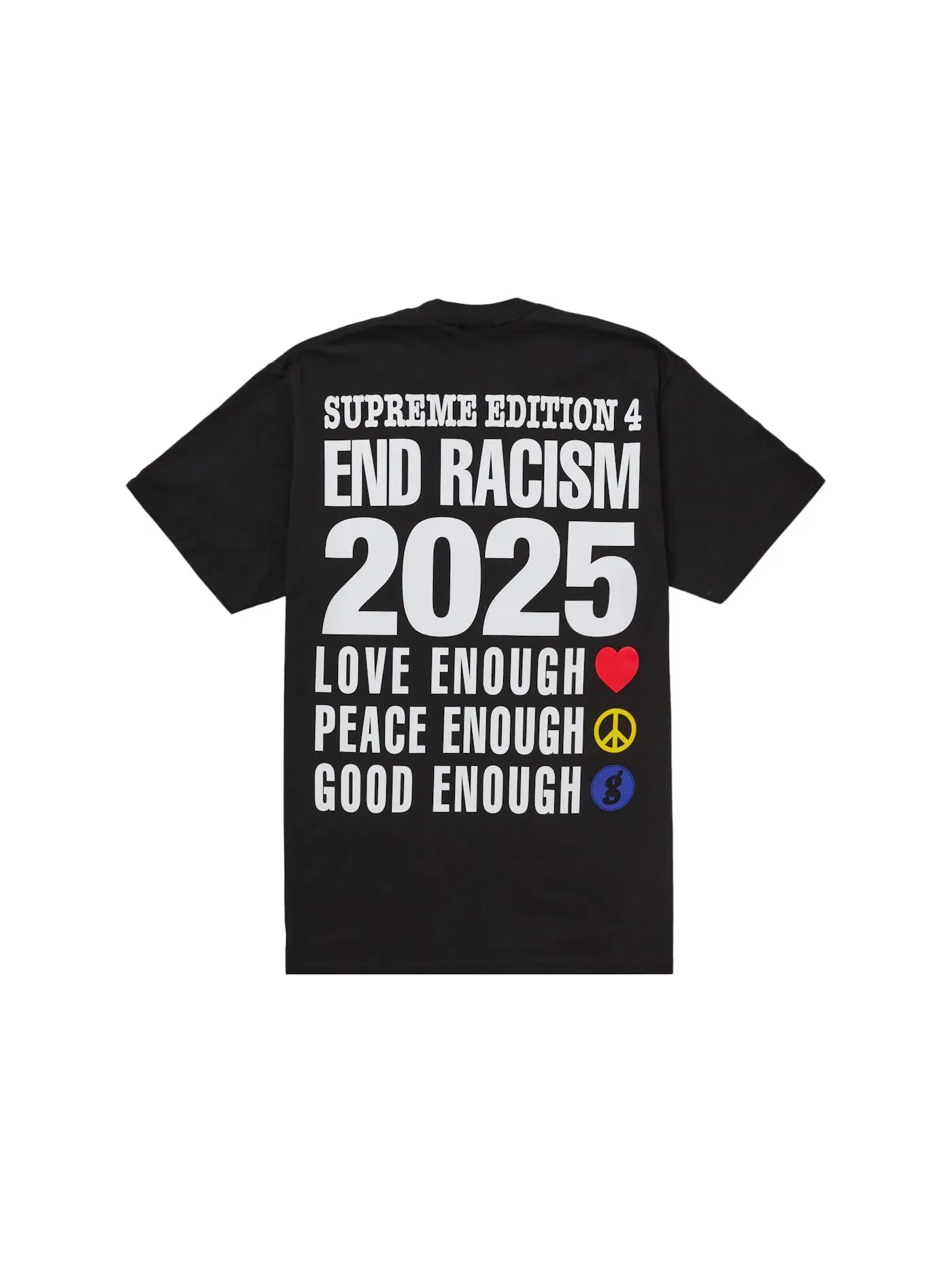 Мужская футболка с принтом Supreme GOODENOUGH End Racism Tee — изображение 2 из 2, черный