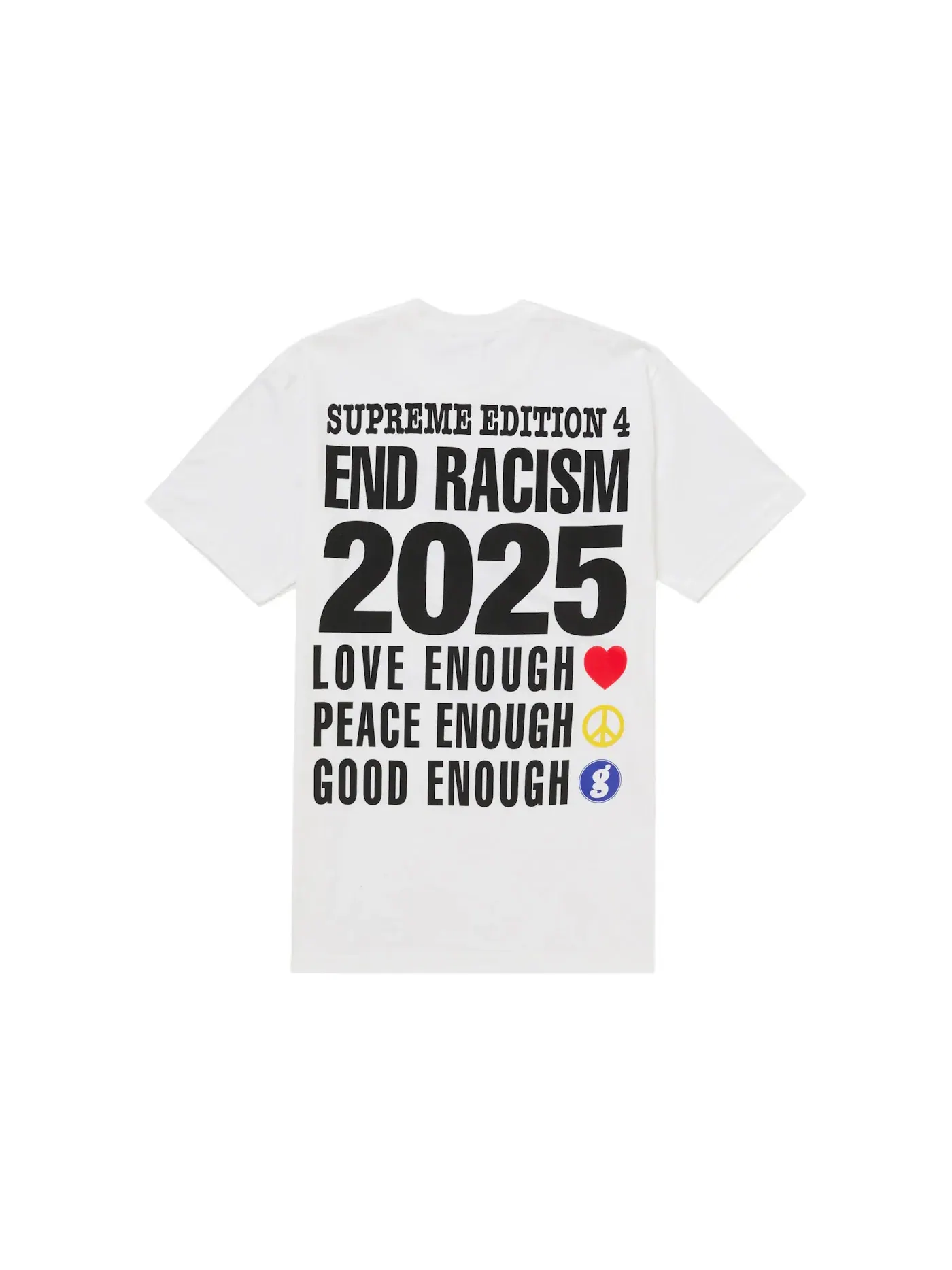 Мужская футболка с принтом Supreme GOODENOUGH End Racism Tee — изображение 2 из 2, белый