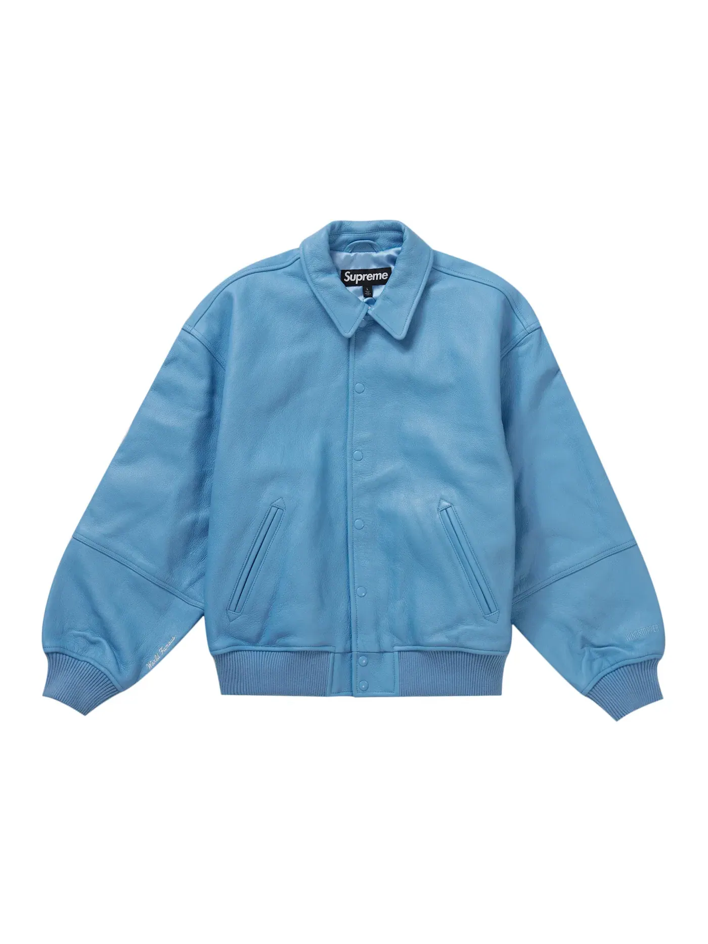 Мужская кожаная куртка с принтом Supreme GORE-TEX Infinium WINDSTOPPER — изображение 1 из 3, светлый синий