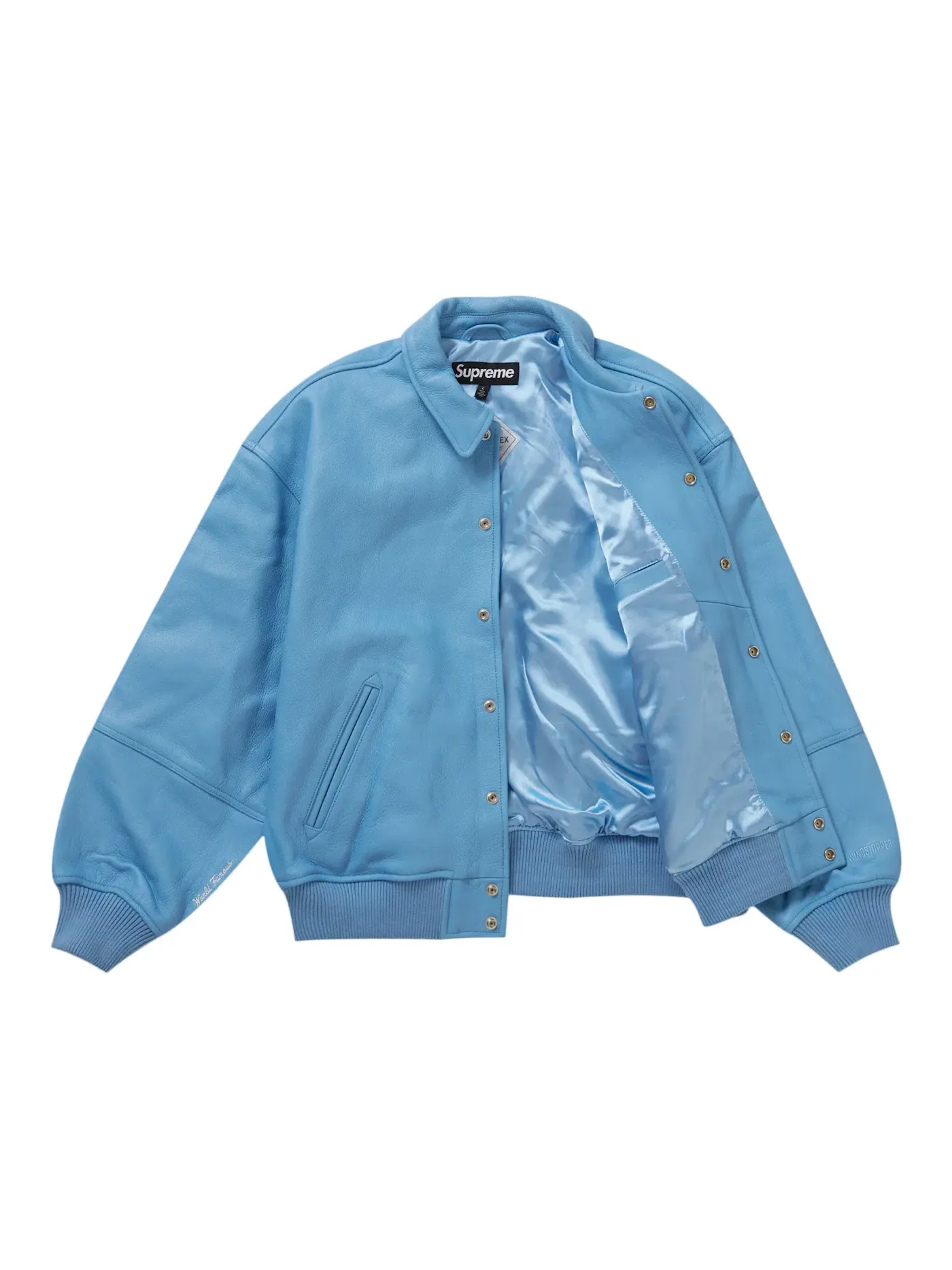 Мужская кожаная куртка с принтом Supreme GORE-TEX Infinium WINDSTOPPER — изображение 2 из 3, светлый синий