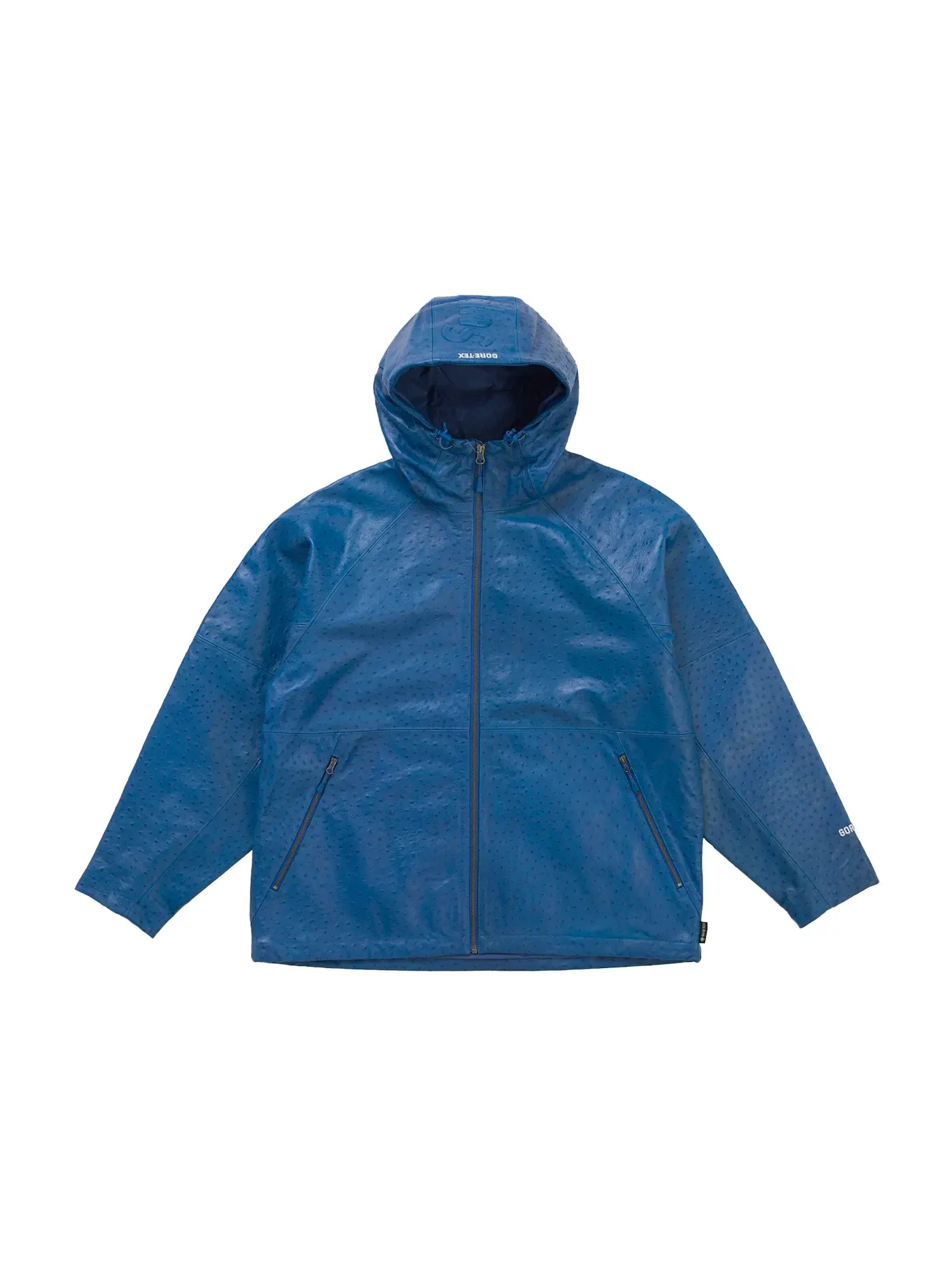 Мужская куртка с принтом Supreme GORE-TEX Ostrich Embosssed Leather Jacket — изображение 1 из 3, синий