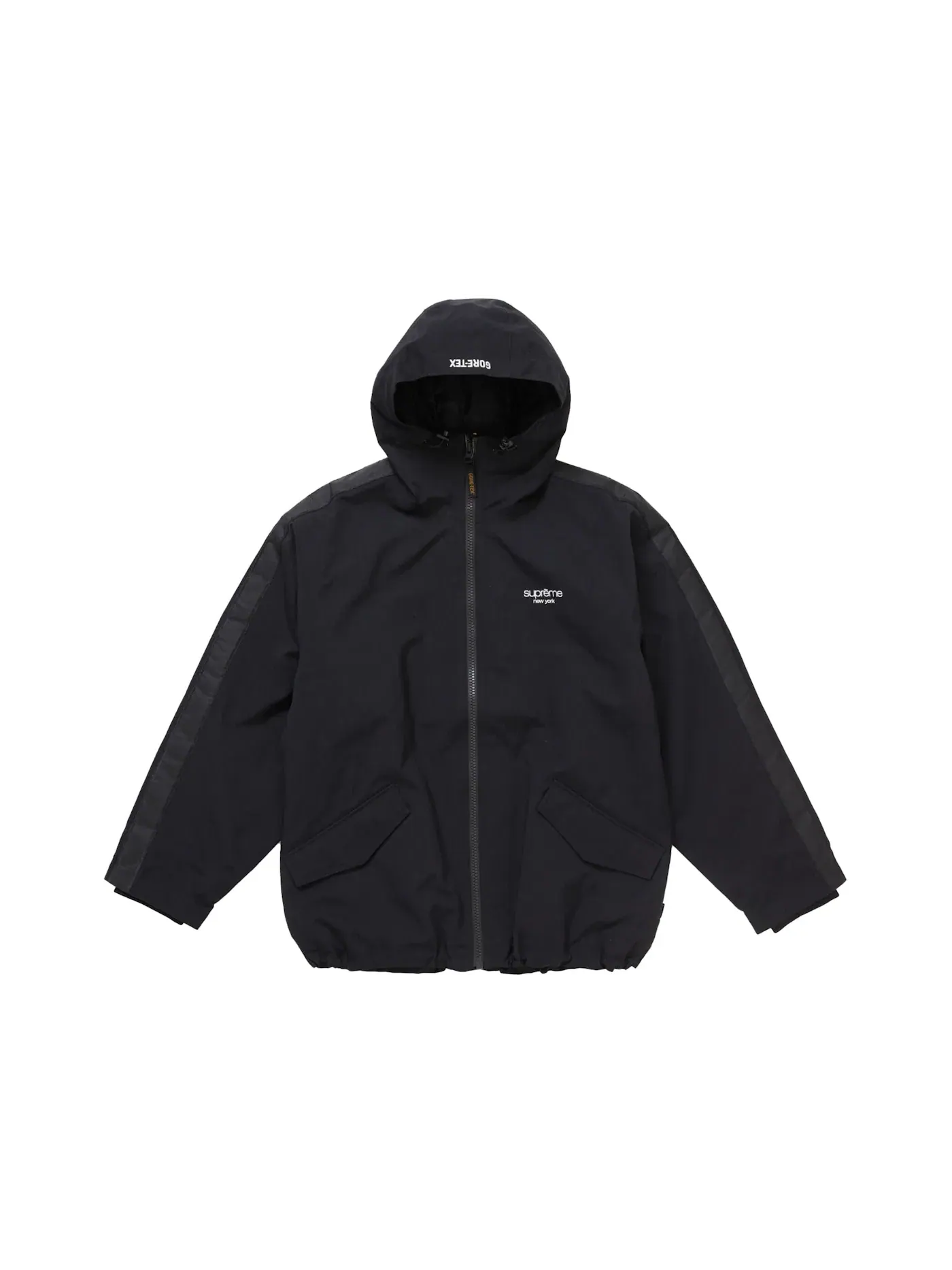 Мужская куртка с капюшоном и принтом Supreme GORE-TEX Stripe Hooded Jacket — изображение 1 из 3, черный