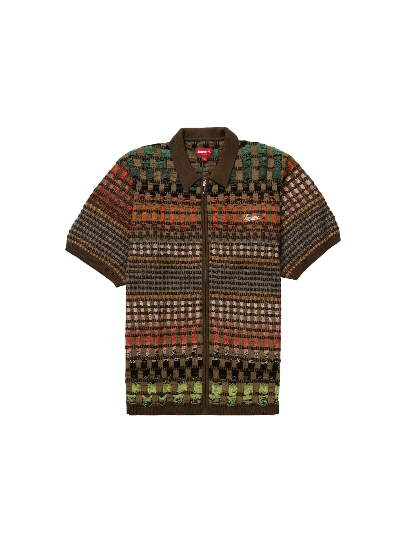 Мужское поло Gradient Grid Zip Up Supreme — изображение 1 из 1, коричневый