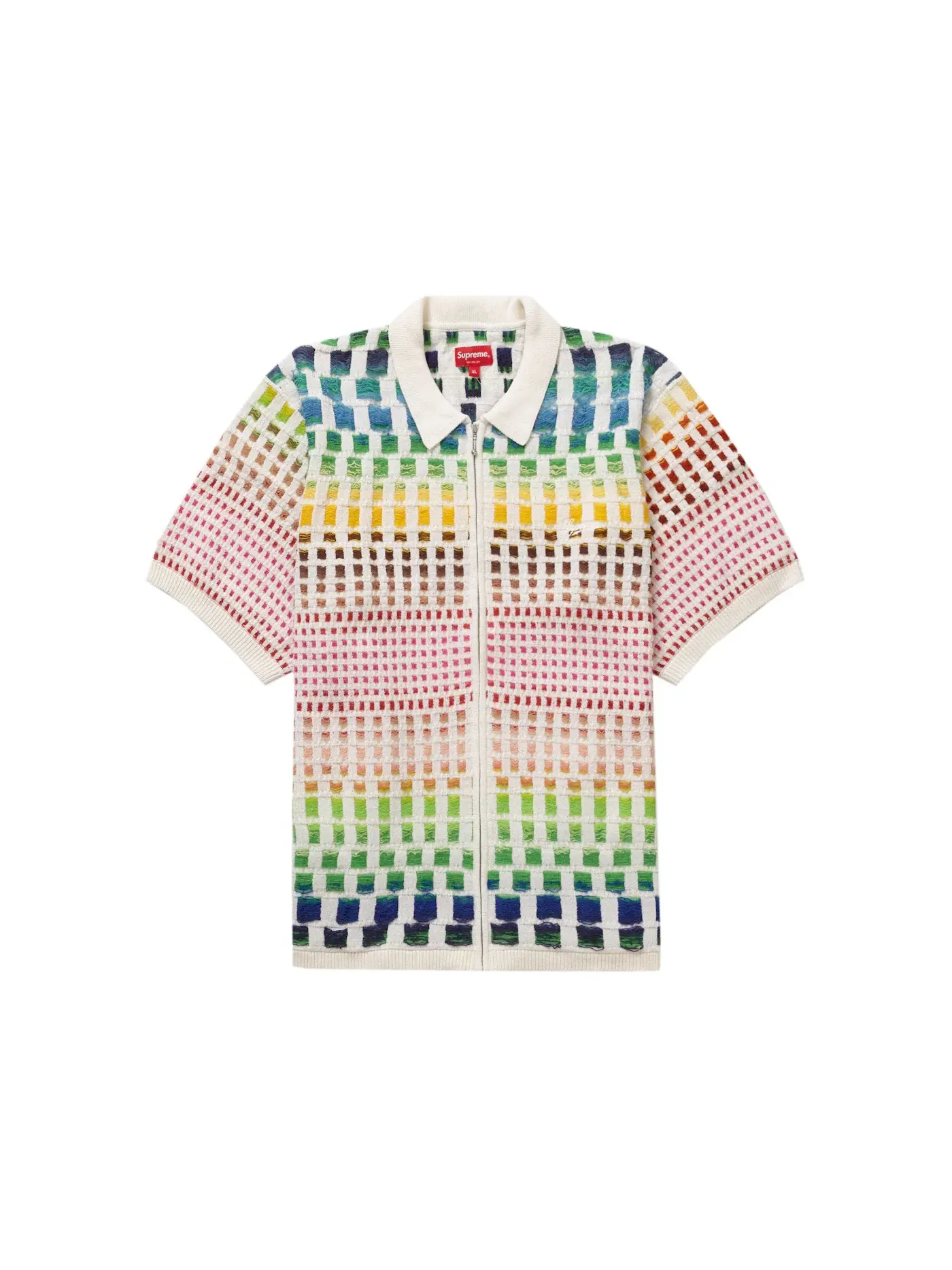 Мужское поло Supreme Gradient Grid Zip Up Natural — изображение 1 из 1