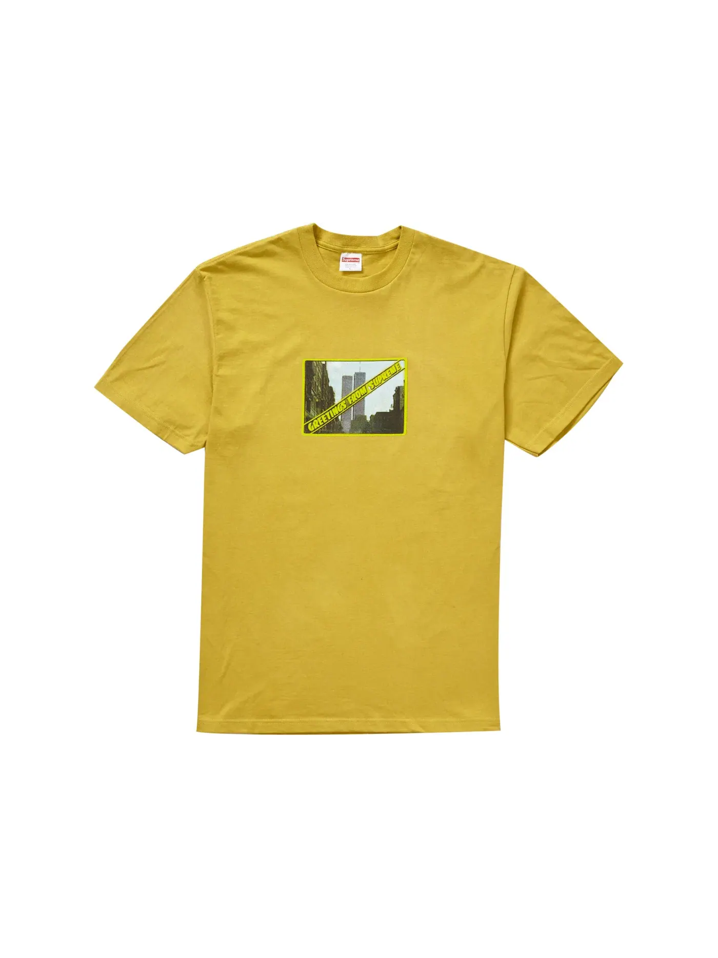 Мужская футболка с принтом Supreme Greetings Tee — изображение 1 из 1, желтый