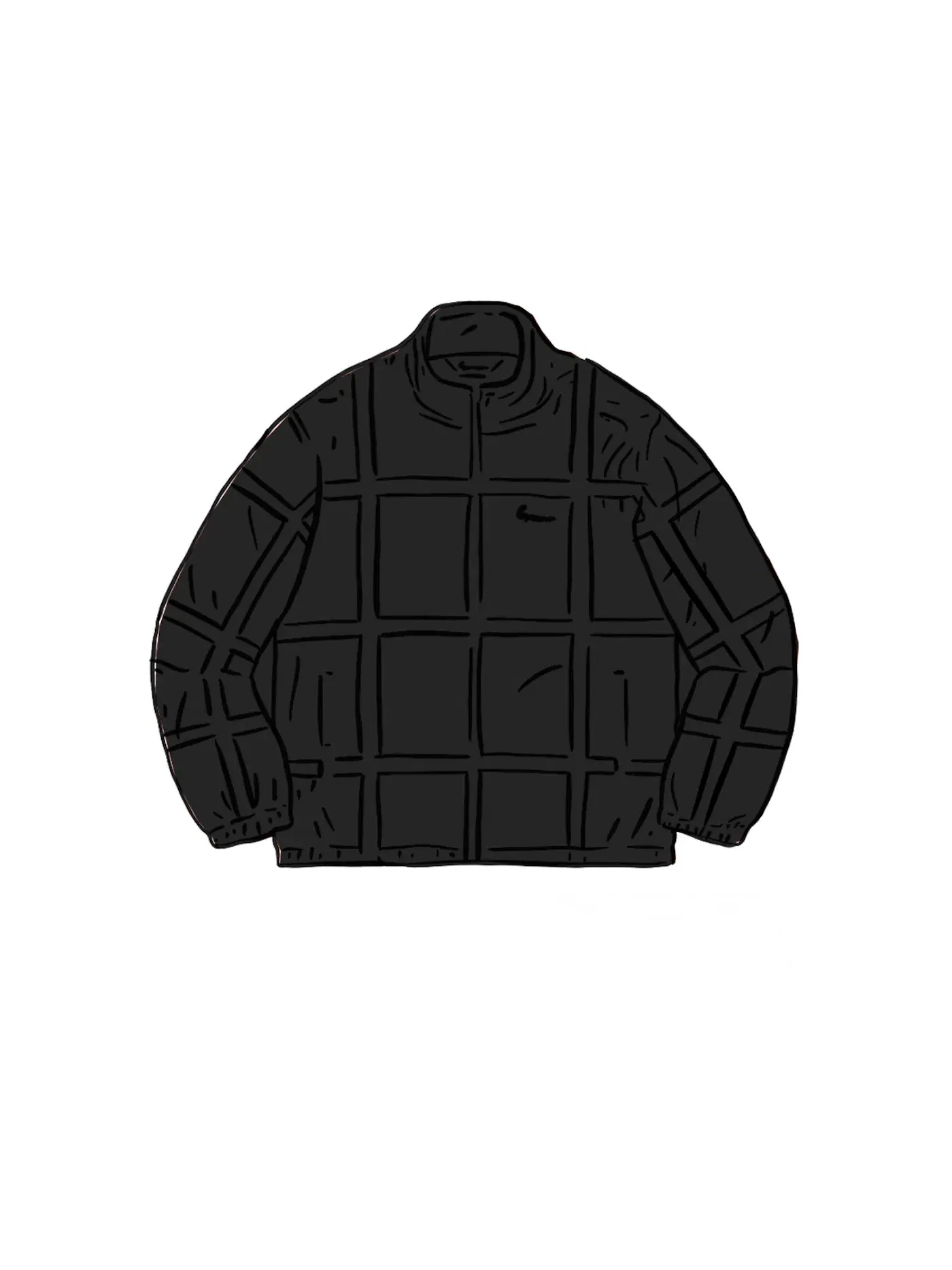 Мужская куртка из велюра с контрастной лентой Grid Taping Supreme — изображение 1 из 1, черный