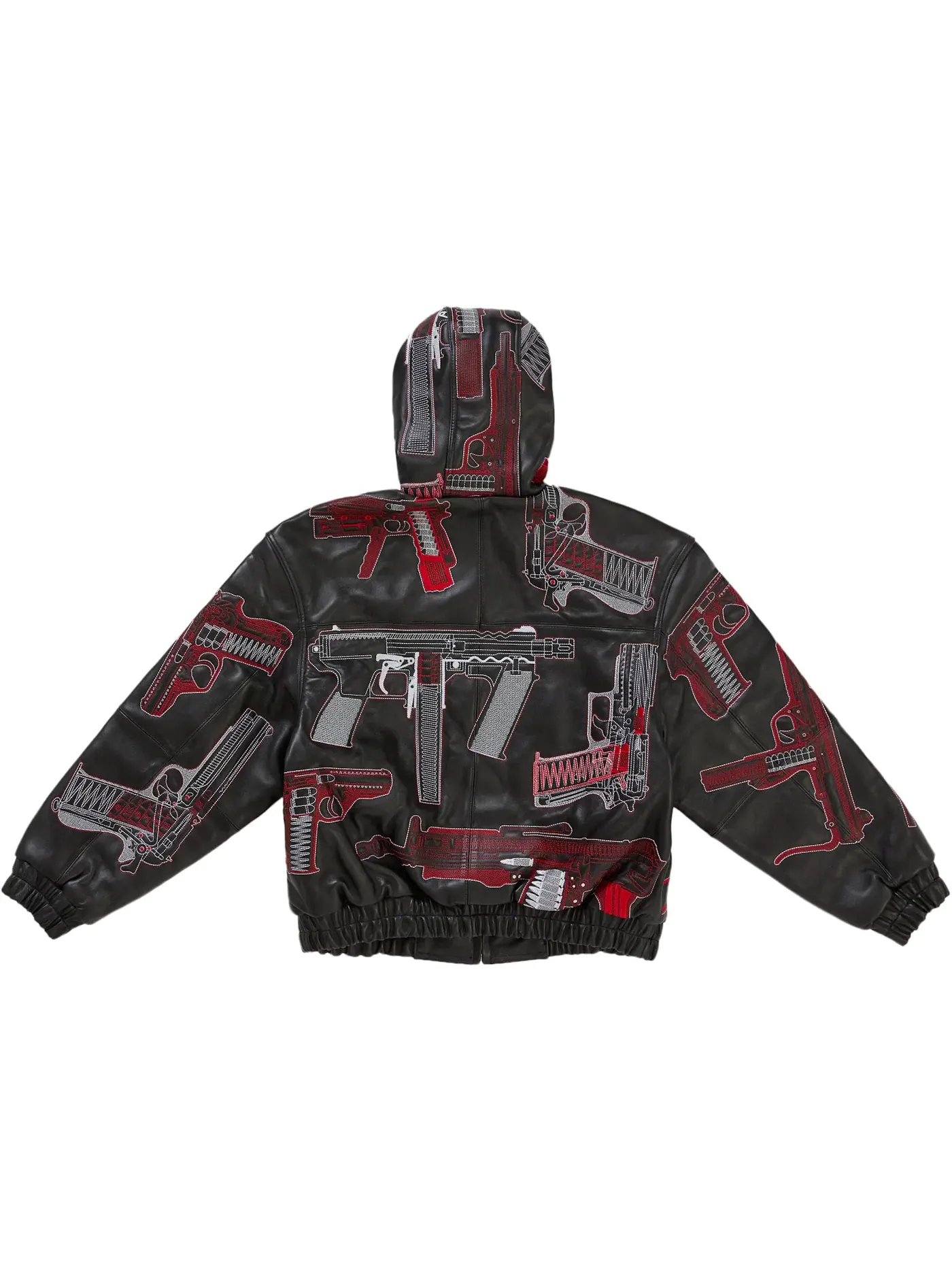 Мужская куртка с вышивкой Supreme Guns Leather Jacket Supreme — изображение 3 из 3, черный