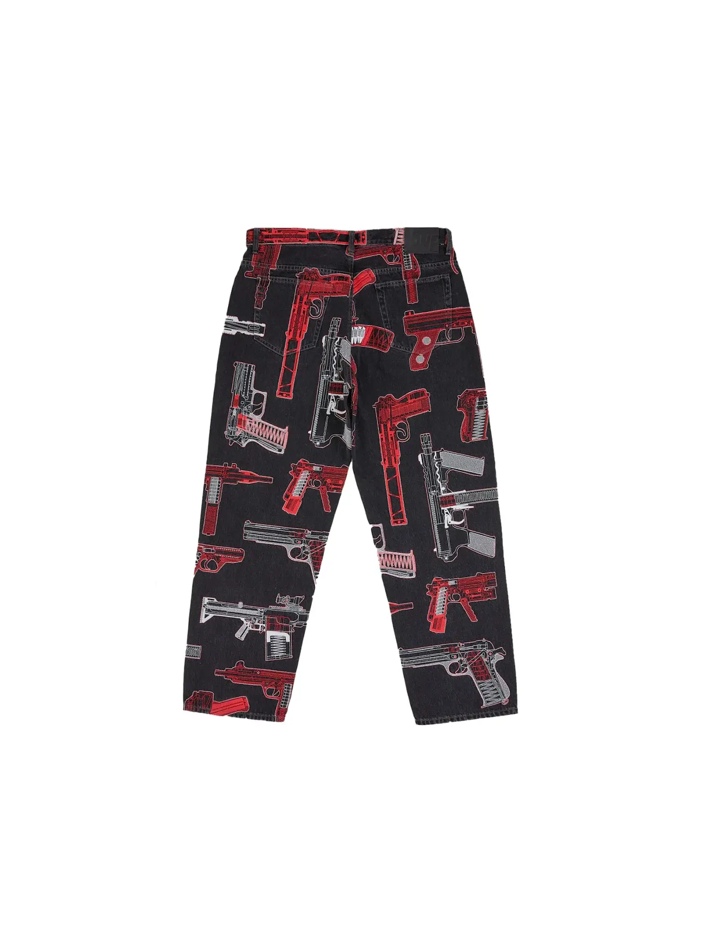 Мужские джинсы свободного кроя с вышивкой Supreme Guns Supreme — изображение 2 из 2, черный