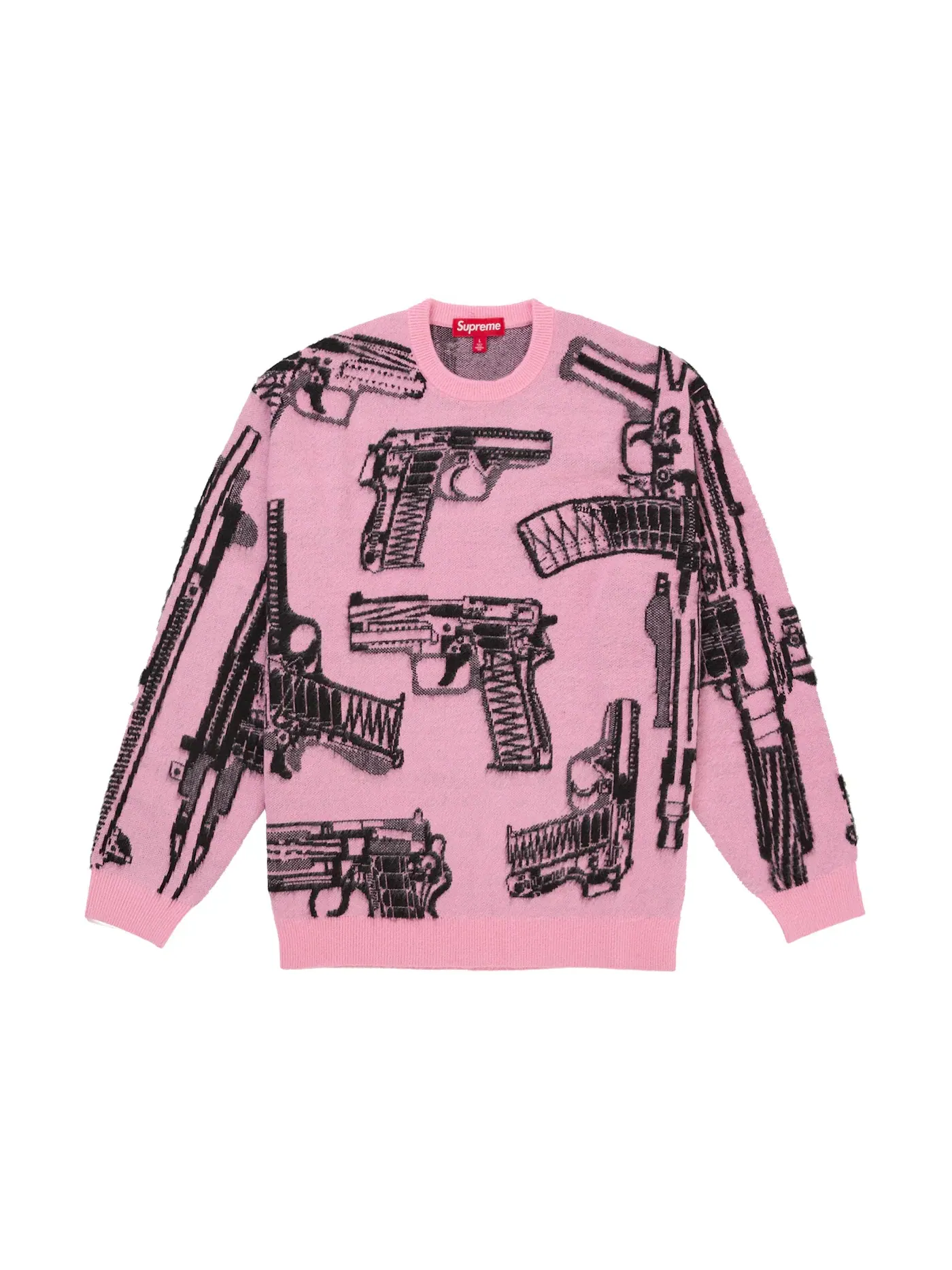 Мужской свитер с принтом Supreme Guns Sweater — изображение 1 из 2, розовый