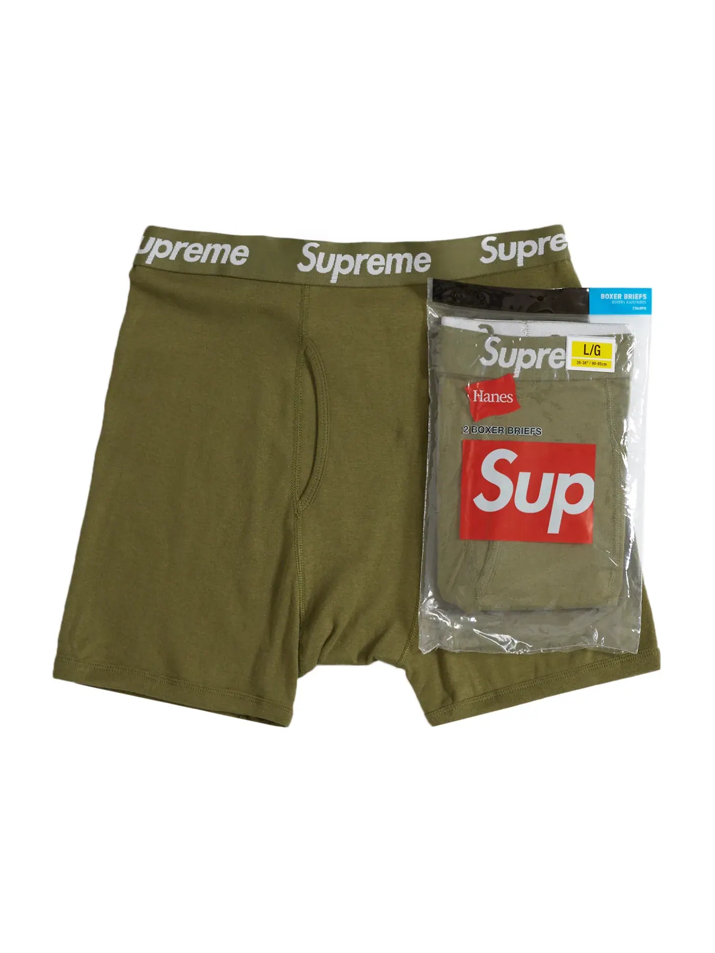 Детские трусы-боксеры с принтом Supreme Briefs (2 Pack) — изображение 2 из 2, оливковый