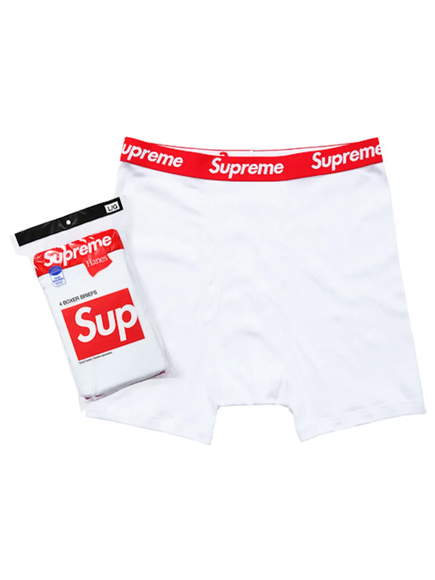 Мужские трусы-боксеры Supreme Hanes Boxer Briefs (4 Pack) — изображение 1 из 1, белый