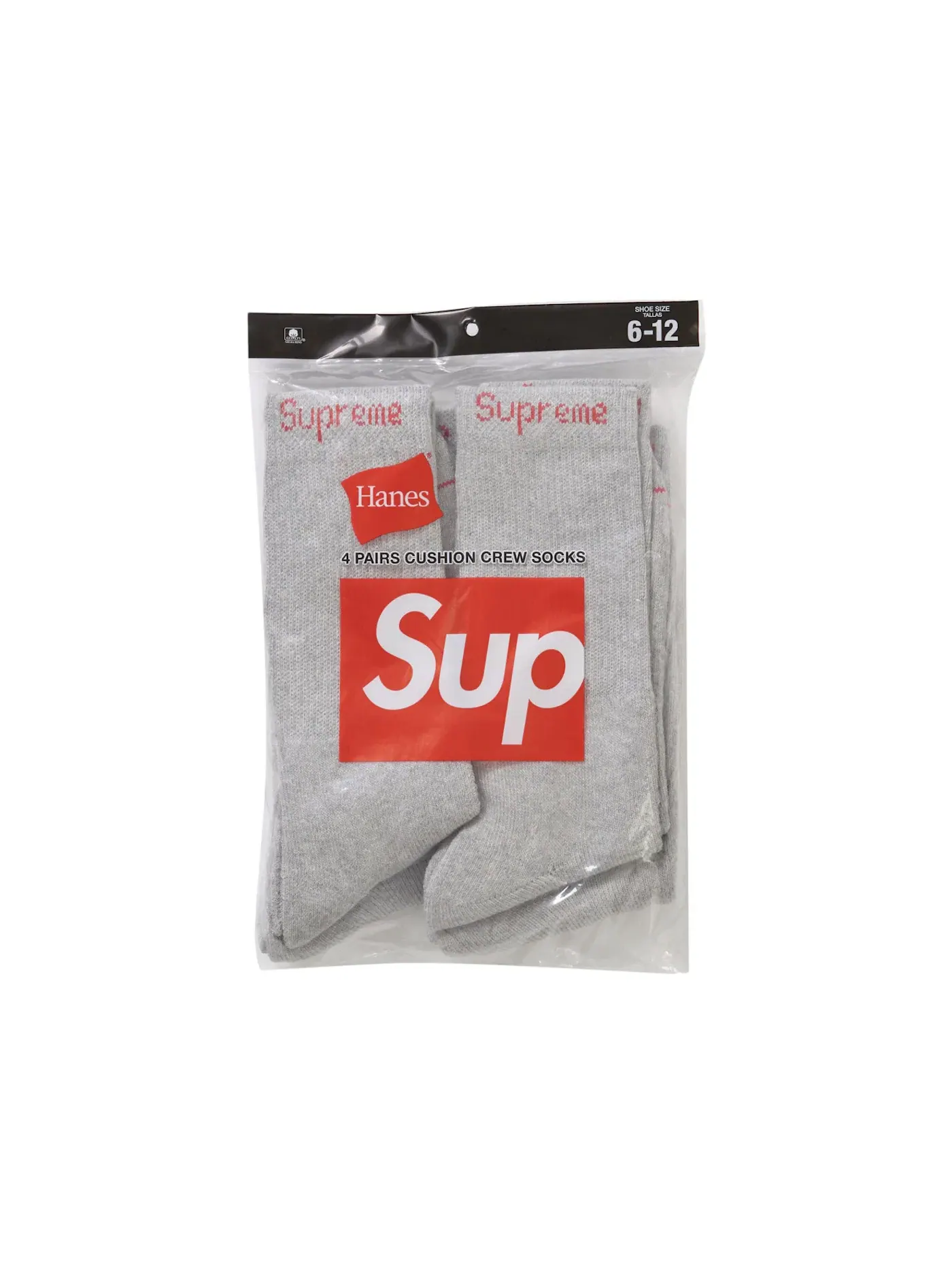 Детские носки с логотипом Supreme Hanes Socks (4 Pack) — изображение 3 из 3, серый