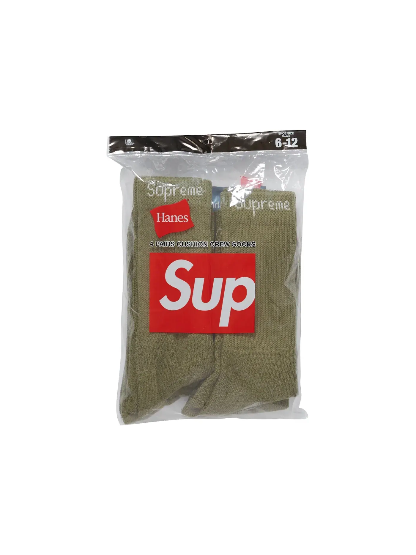 Детские носки с принтом Hanes Crew Socks Supreme — изображение 1 из 2, оливковый