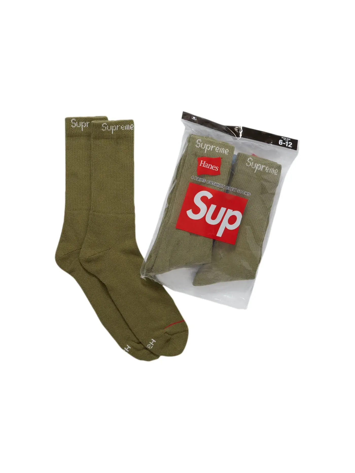 Детские носки с принтом Hanes Crew Socks Supreme — изображение 2 из 2, оливковый