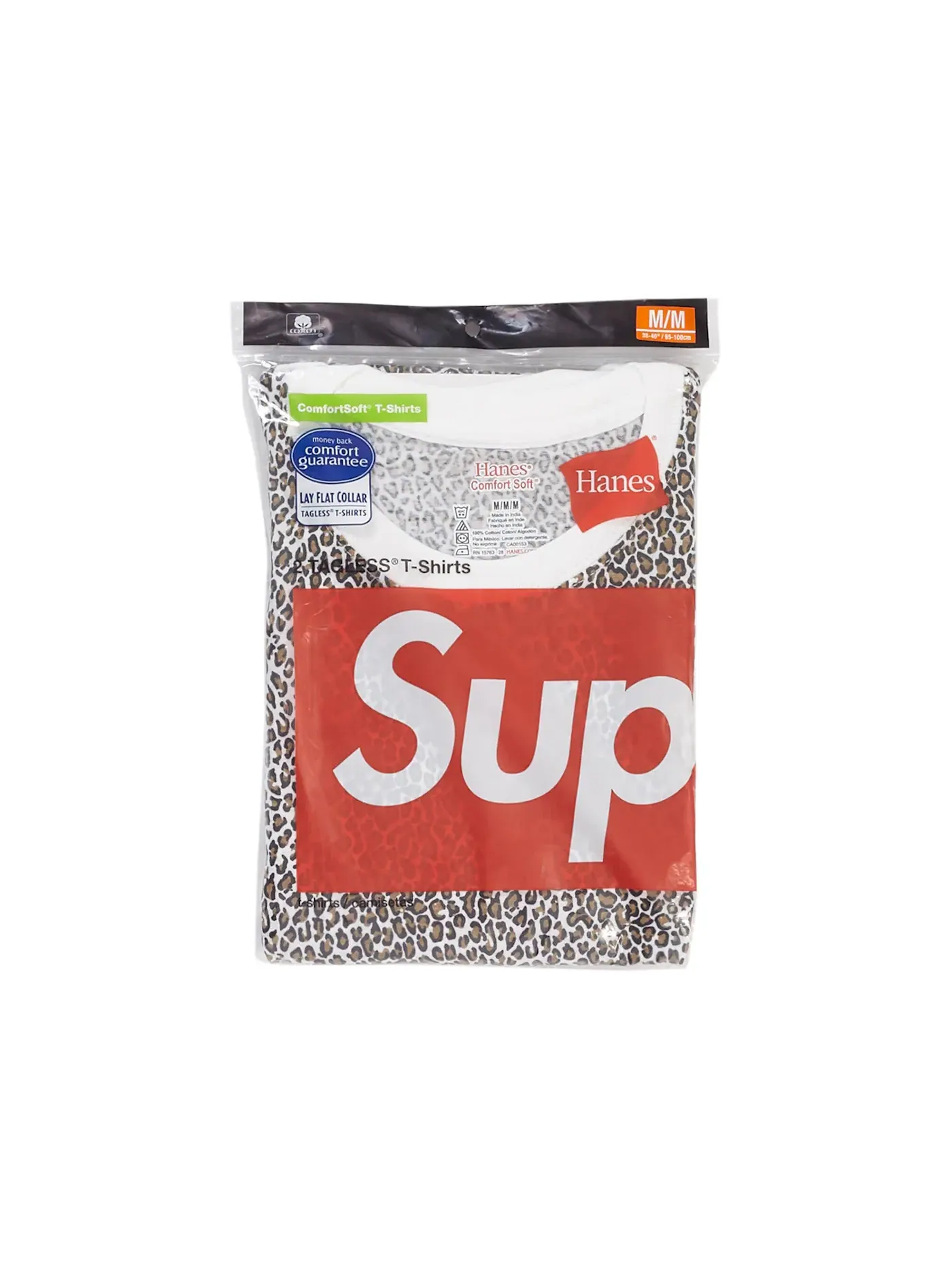 Унисекс футболка с принтом Supreme Hanes Tees (2 Pack) — изображение 2 из 2, леопардовый