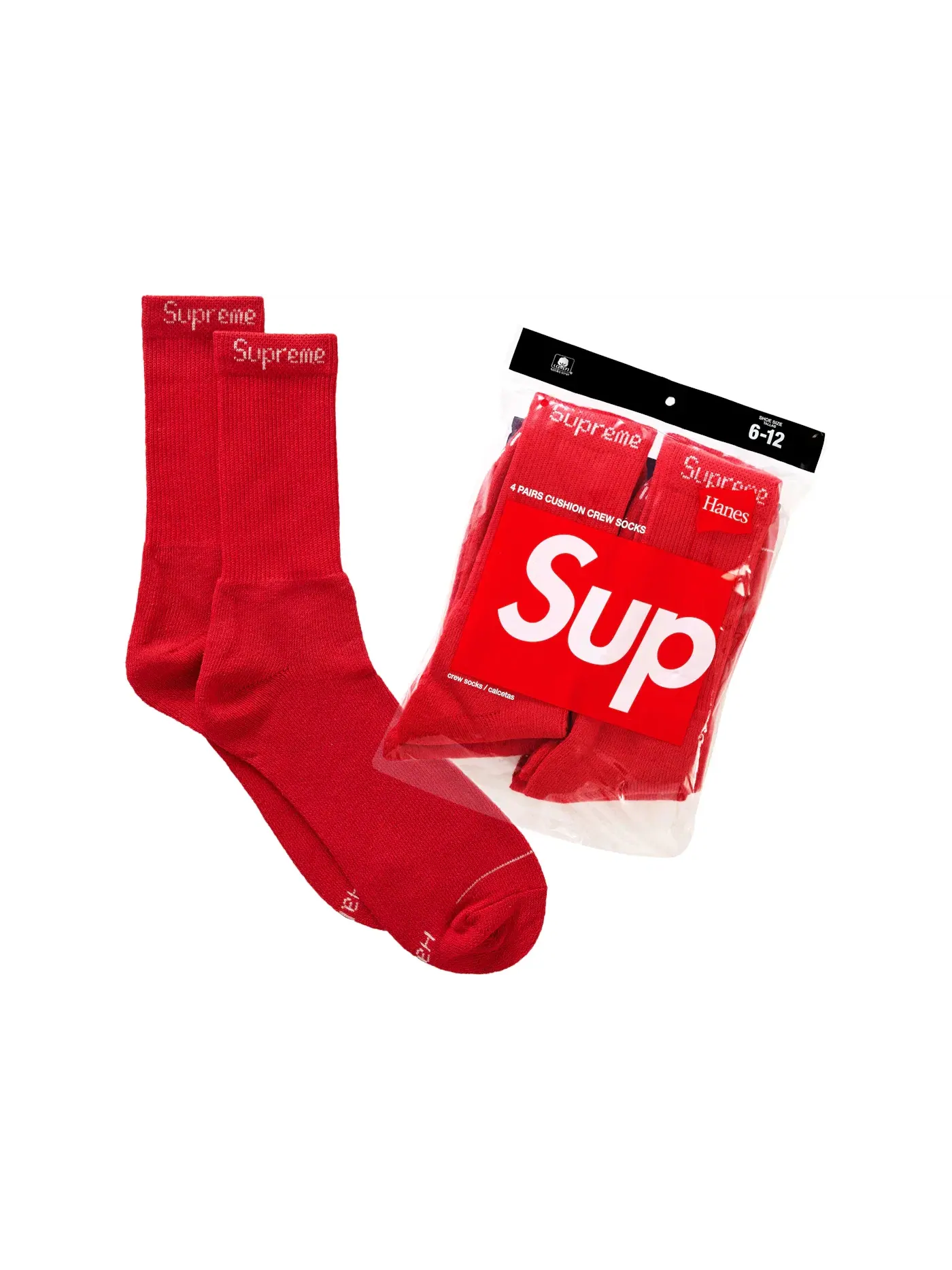 Детские носки Supreme Hanes Socks (4 Pack) — изображение 1 из 3, красный