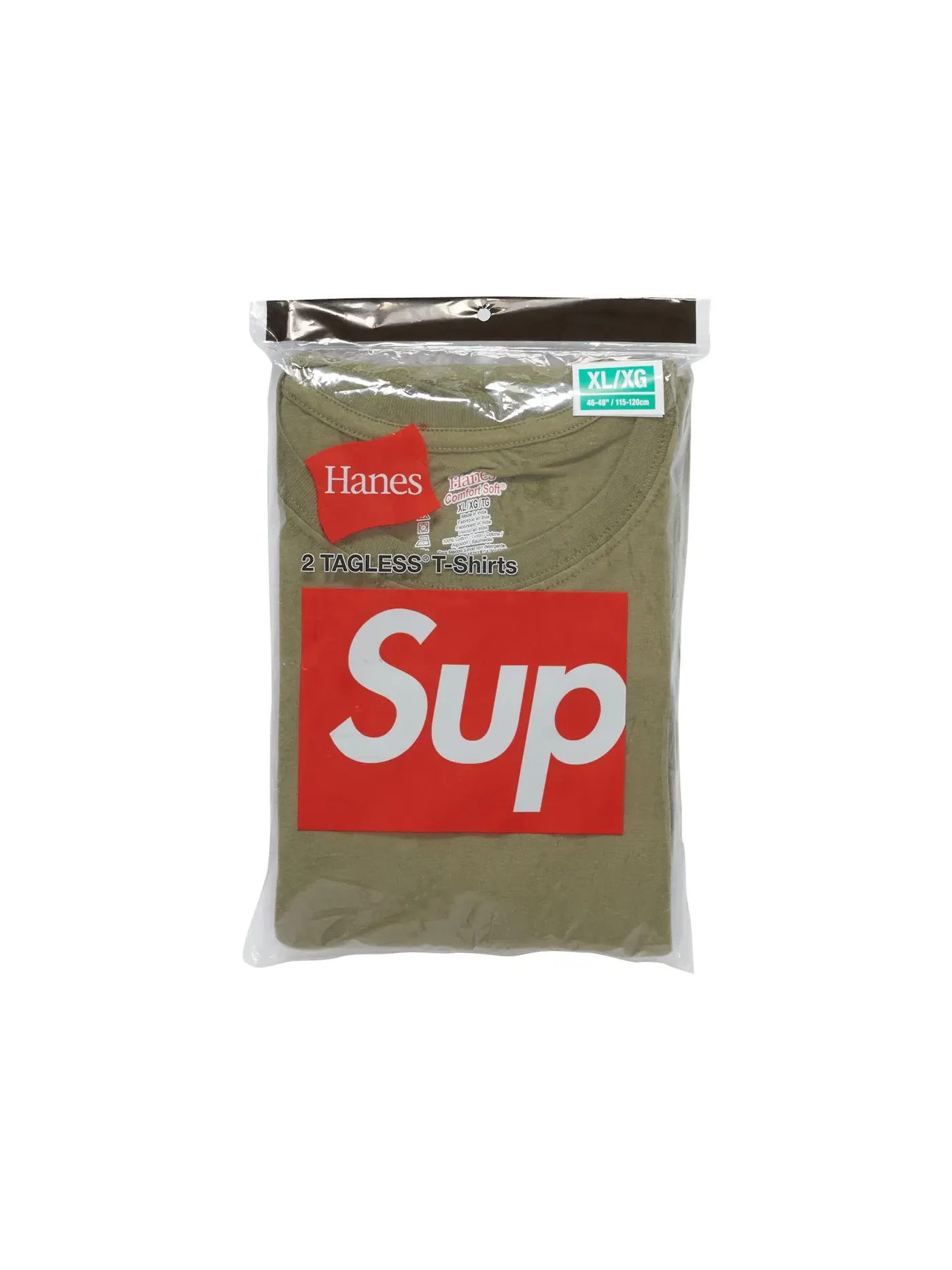 Мужской комплект футболок с логотипом Supreme Tees (2 Pack) — изображение 2 из 2, оливковый