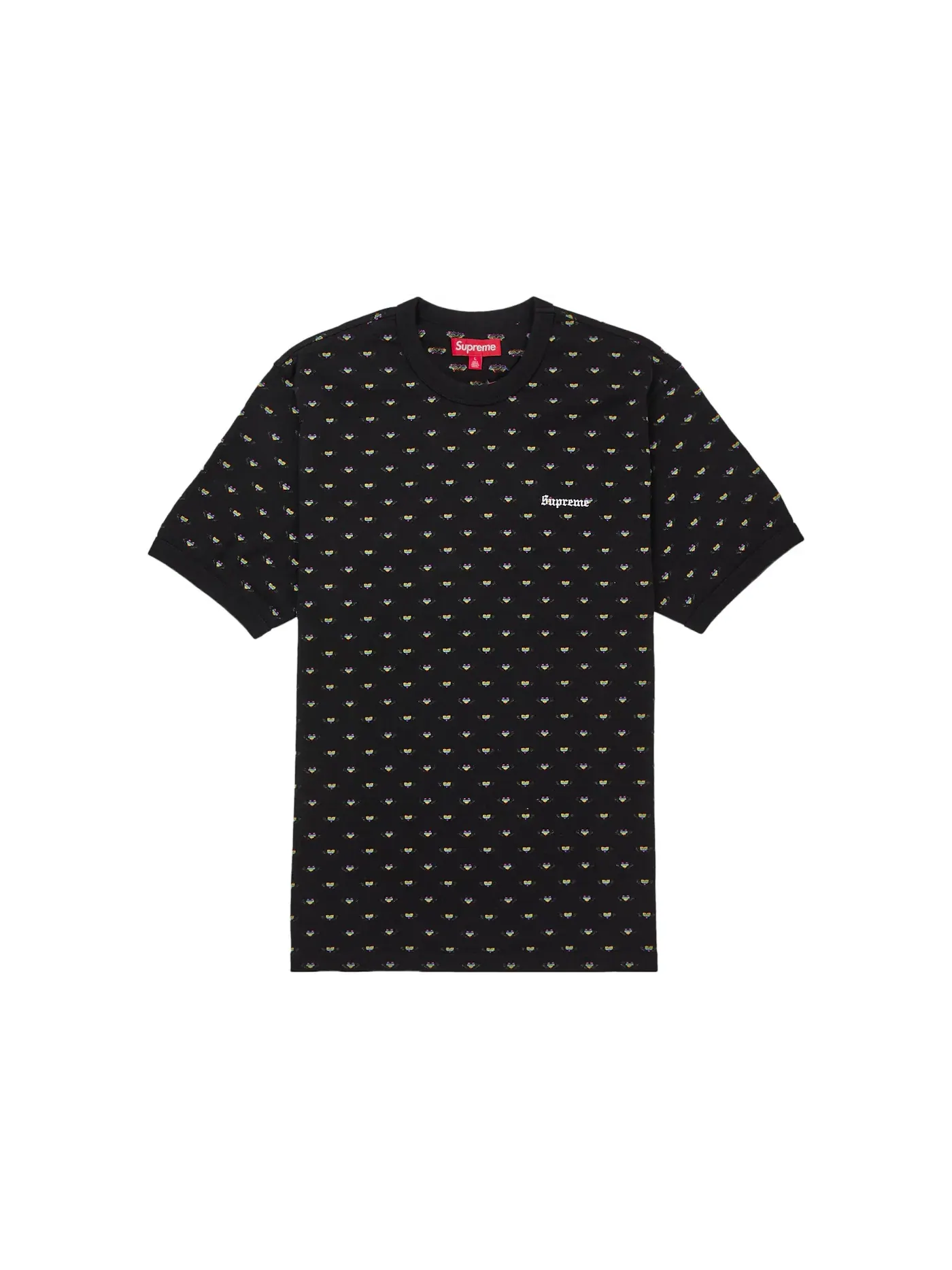 Мужская футболка с интарсией Supreme Hearts Intarsia Ringer Tee Supreme — изображение 1 из 1, черный