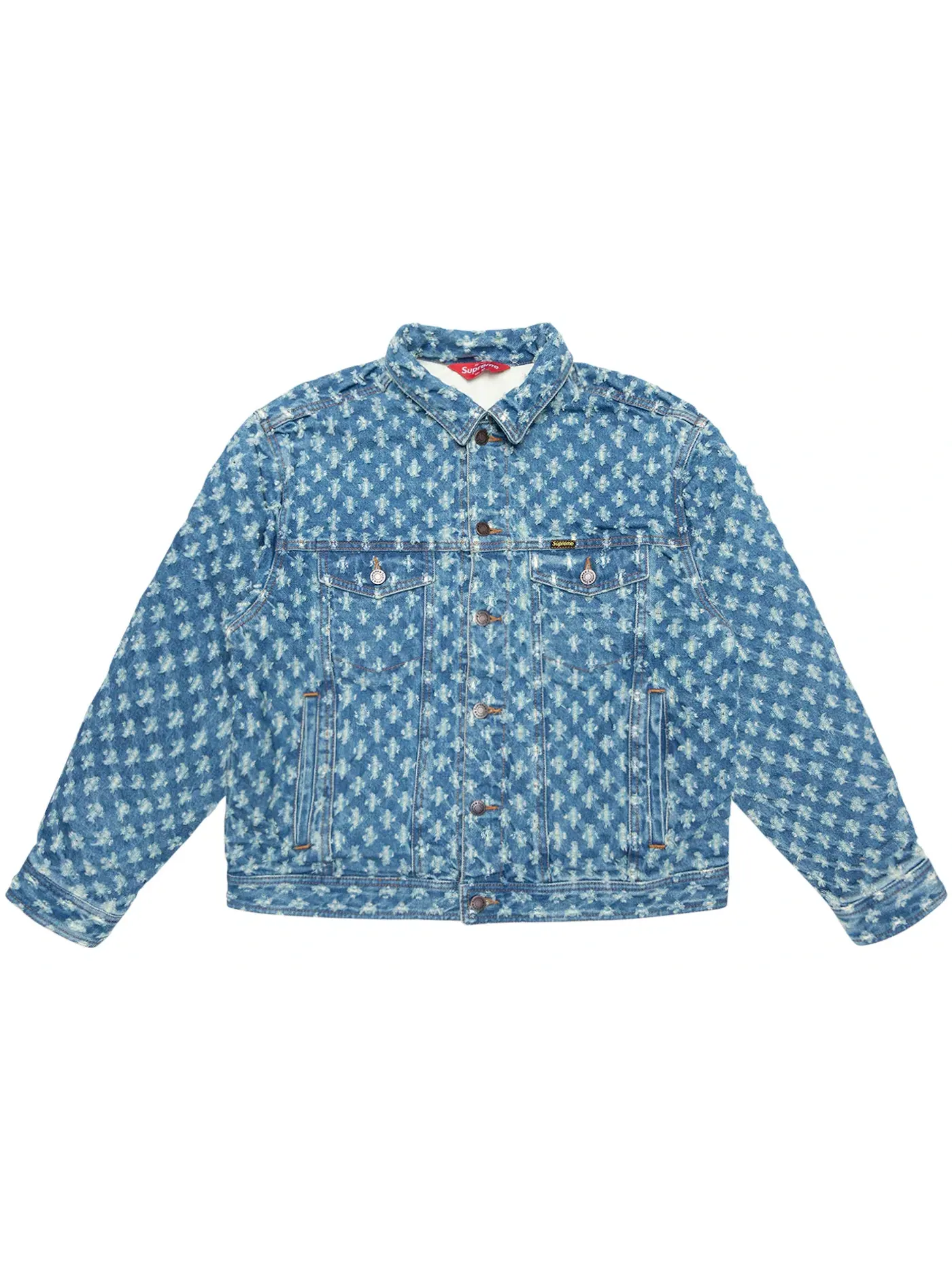 Мужская джинсовая куртка-тракер с перфорацией Supreme Hole Punch Denim Trucker Jacket — изображение 2 из 2, синий