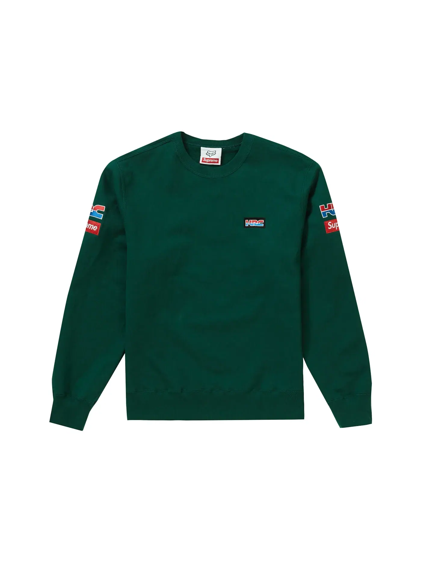 Мужской свитшот с длинным рукавом Supreme Honda Fox Racing Crewneck — изображение 1 из 2, темный зеленый