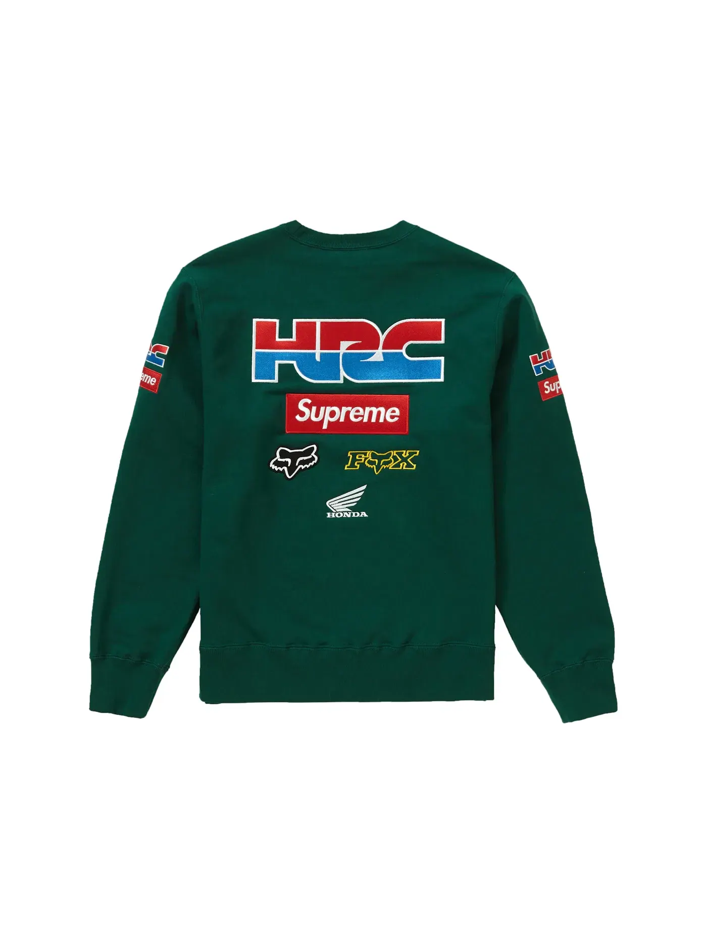 Мужской свитшот с длинным рукавом Supreme Honda Fox Racing Crewneck — изображение 2 из 2, темный зеленый