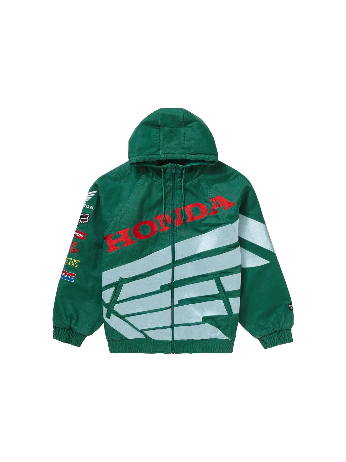 Мужская куртка пуховик с капюшоном Zip Up Jacket Supreme — изображение 1 из 2, темный зеленый