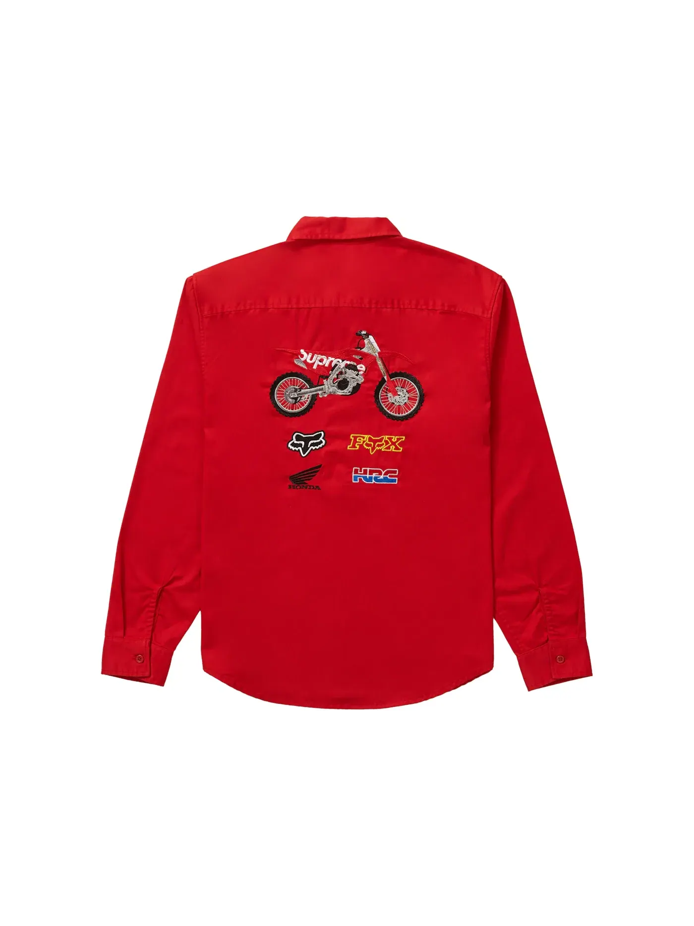 Мужская рубашка с принтом Supreme Honda Fox Racing Work Shirt — изображение 2 из 2, красный